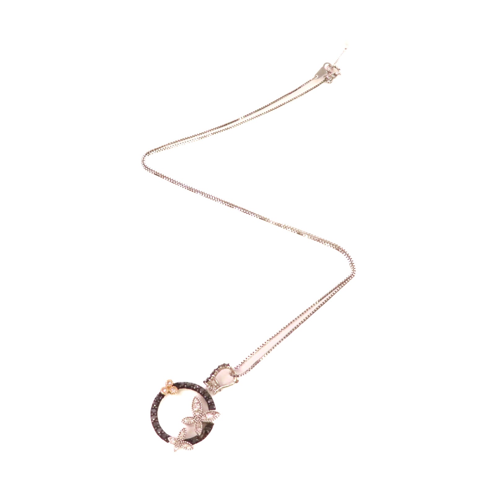 JEWELRY 18K白金/黃金Diamond Necklace 0.43ct/0.19ct鑽石項鏈黑色/銀色/金色