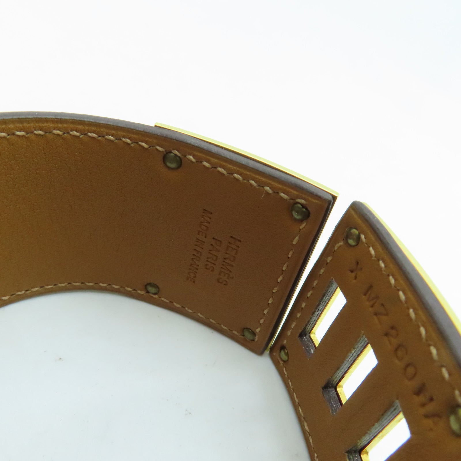 HERMES Swift皮革Kelly Dog Bracelet金扣手鐲紫色