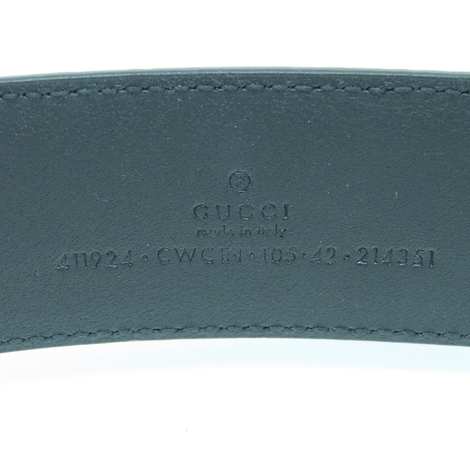 GUCCI Cowhide Leather Belt Silver Buckle Belt Black