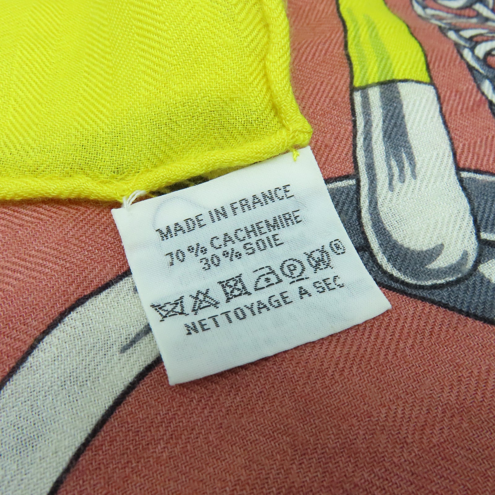 HERMES Cashmere/Silk Scarf Yellow/Pink