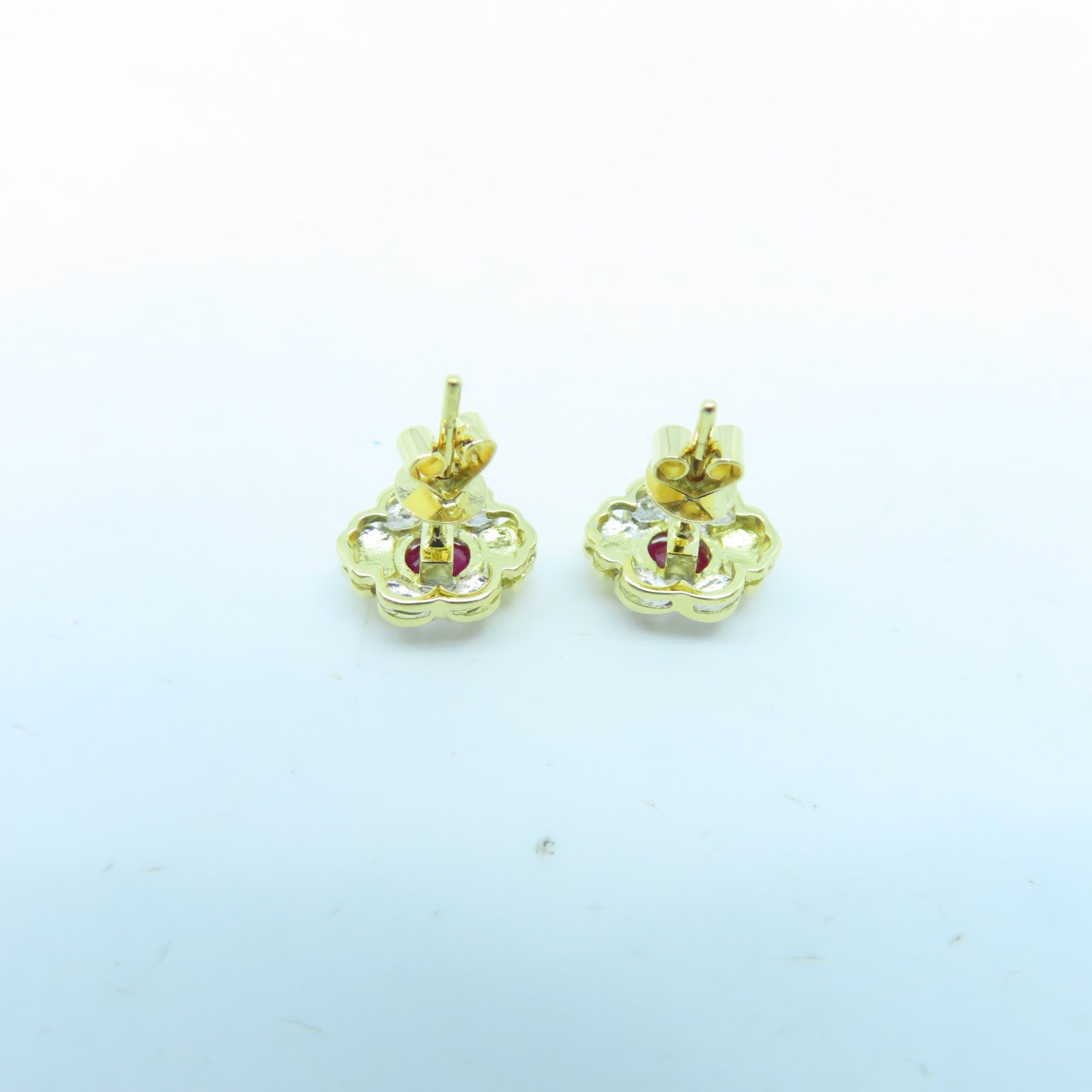 JEWELRY 18K Gold Ruby Earrings 2.8g Ruby Earrings