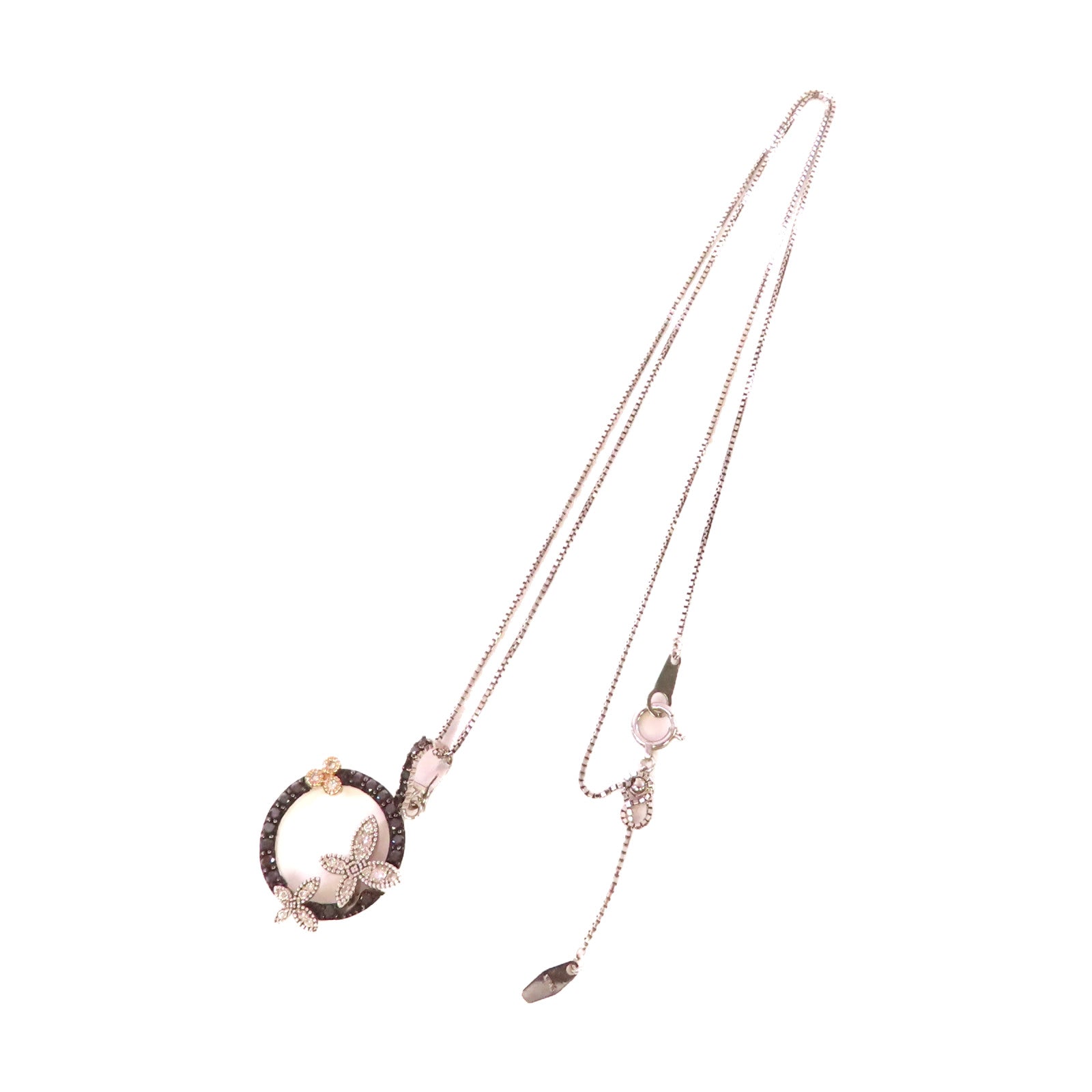 JEWELRY 18K白金/黃金Diamond Necklace 0.43ct/0.19ct鑽石項鏈黑色/銀色/金色