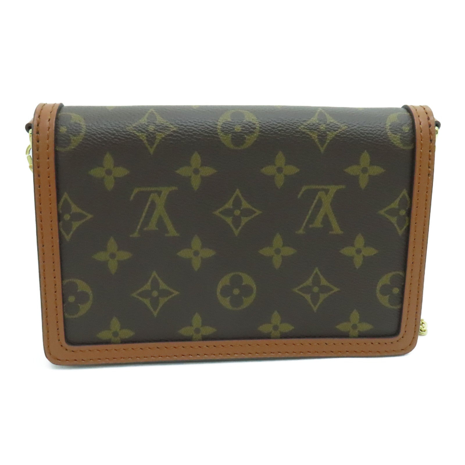 LOUIS VUITTON Monogram Dauphine金扣链带肩背袋啡色