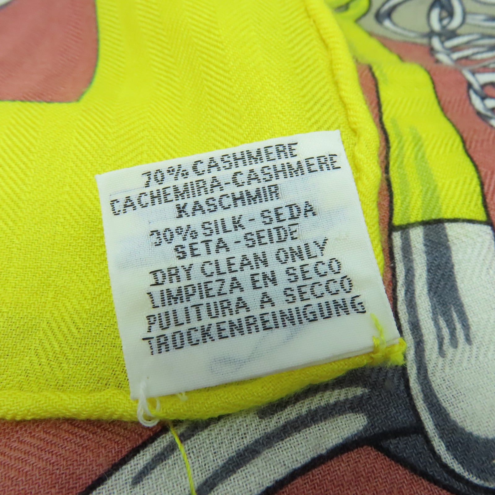 HERMES Cashmere/Silk Scarf Yellow/Pink