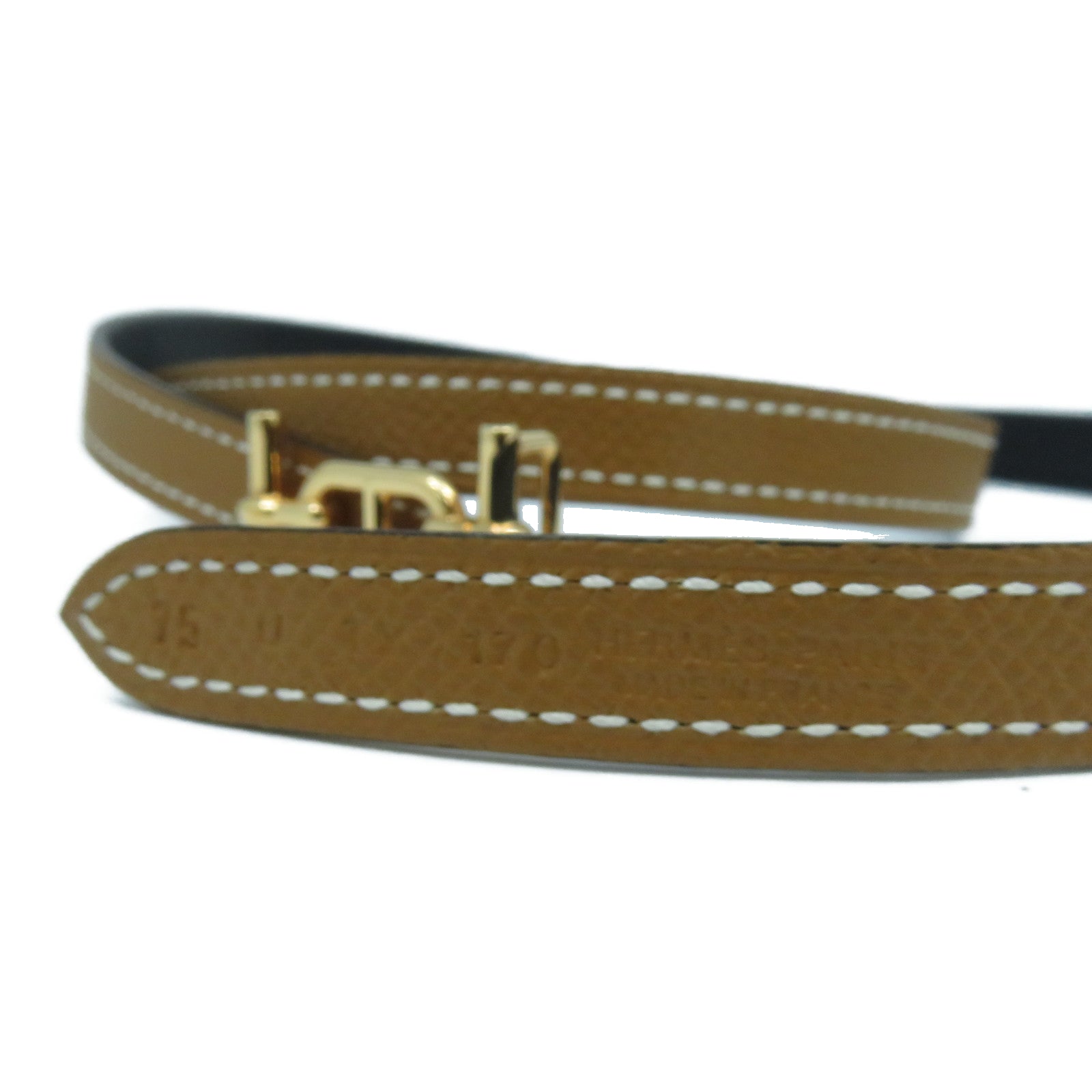 HERMES Epsom皮革Belt 75cm金扣皮帶Gold經典駝色
