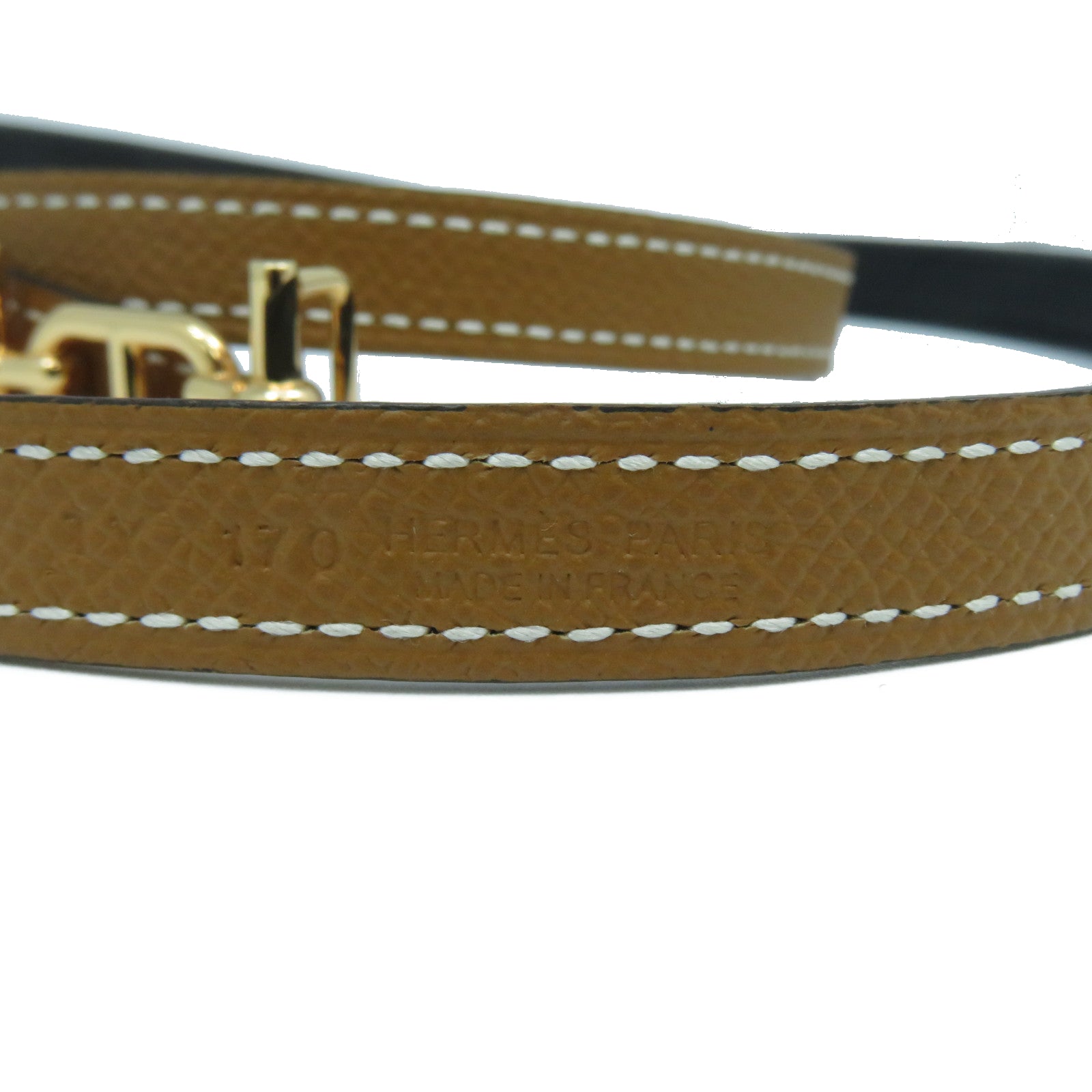 HERMES Epsom皮革Belt 75cm金扣皮帶Gold經典駝色