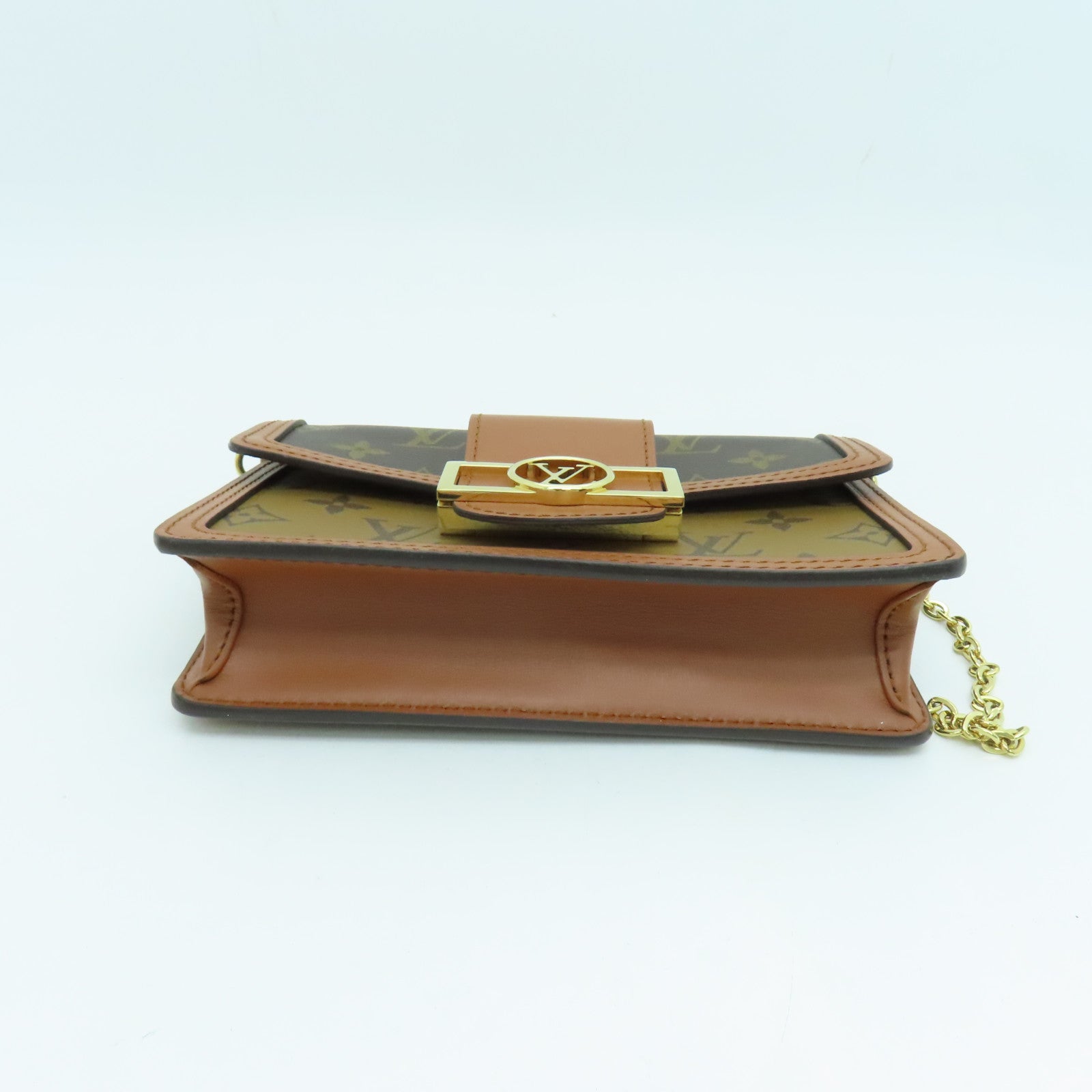 LOUIS VUITTON Monogram Dauphine金扣链带肩背袋啡色