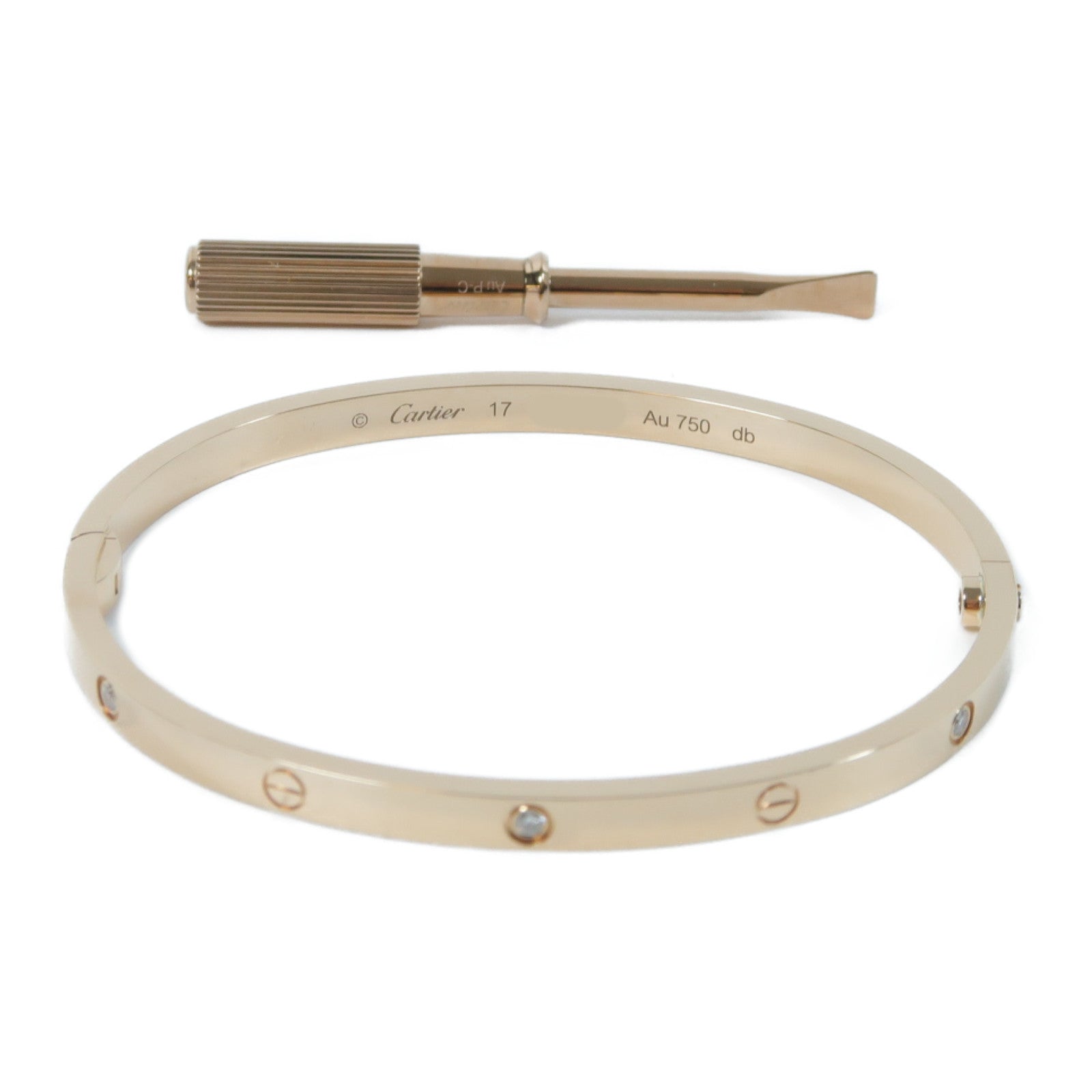CARTIER 18K玫瑰金Love Bracelet 6p Diamonds 0.15ct鑽石手鐲Cartier#17