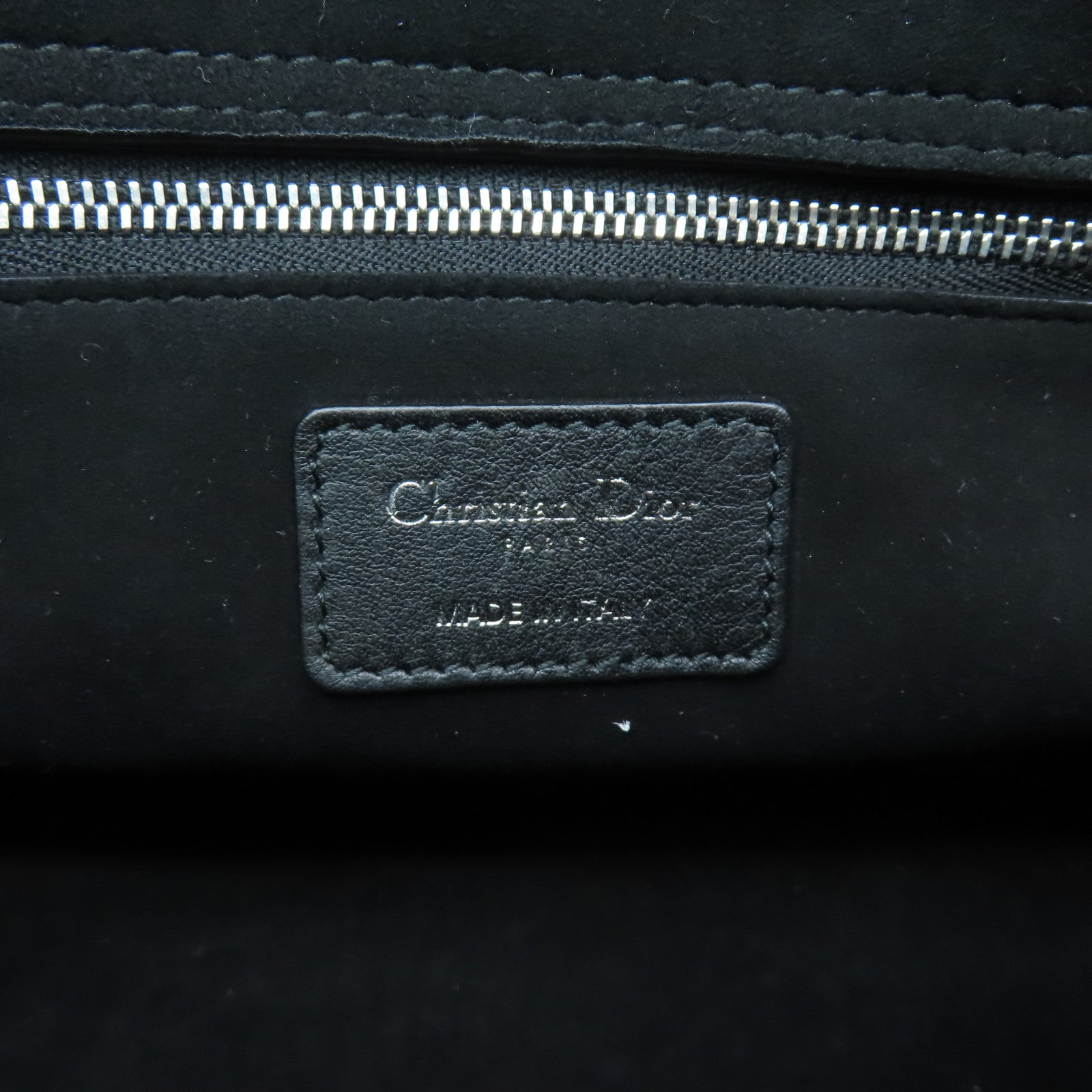 Dior Calfskin Leather Lady Dior Silver Buckle Handle Shoulder Bag Gray/Black