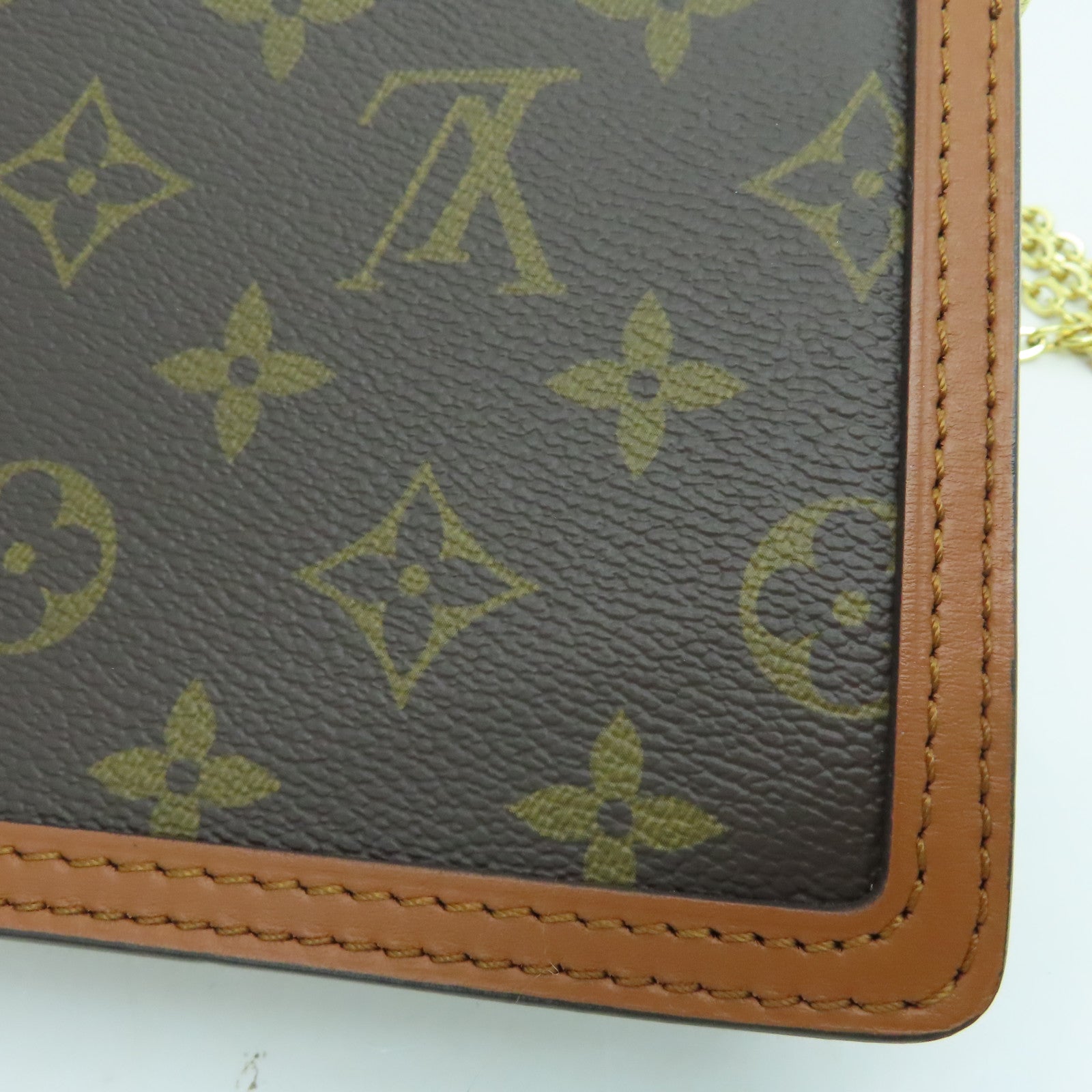LOUIS VUITTON Monogram Dauphine金扣链带肩背袋啡色
