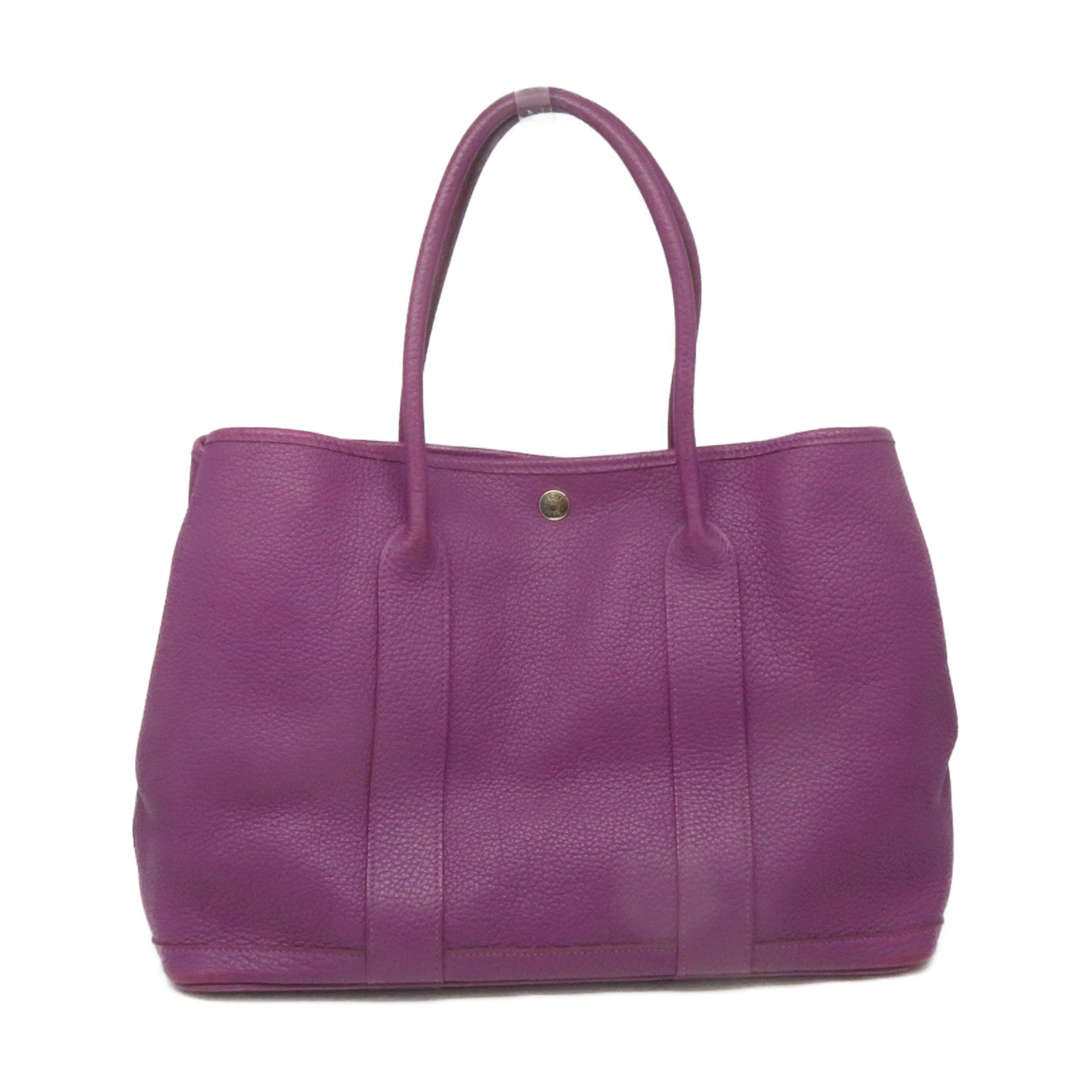 HERMES Negonda皮革GardenParty PM Tote Bag银扣手挽袋N5紫色