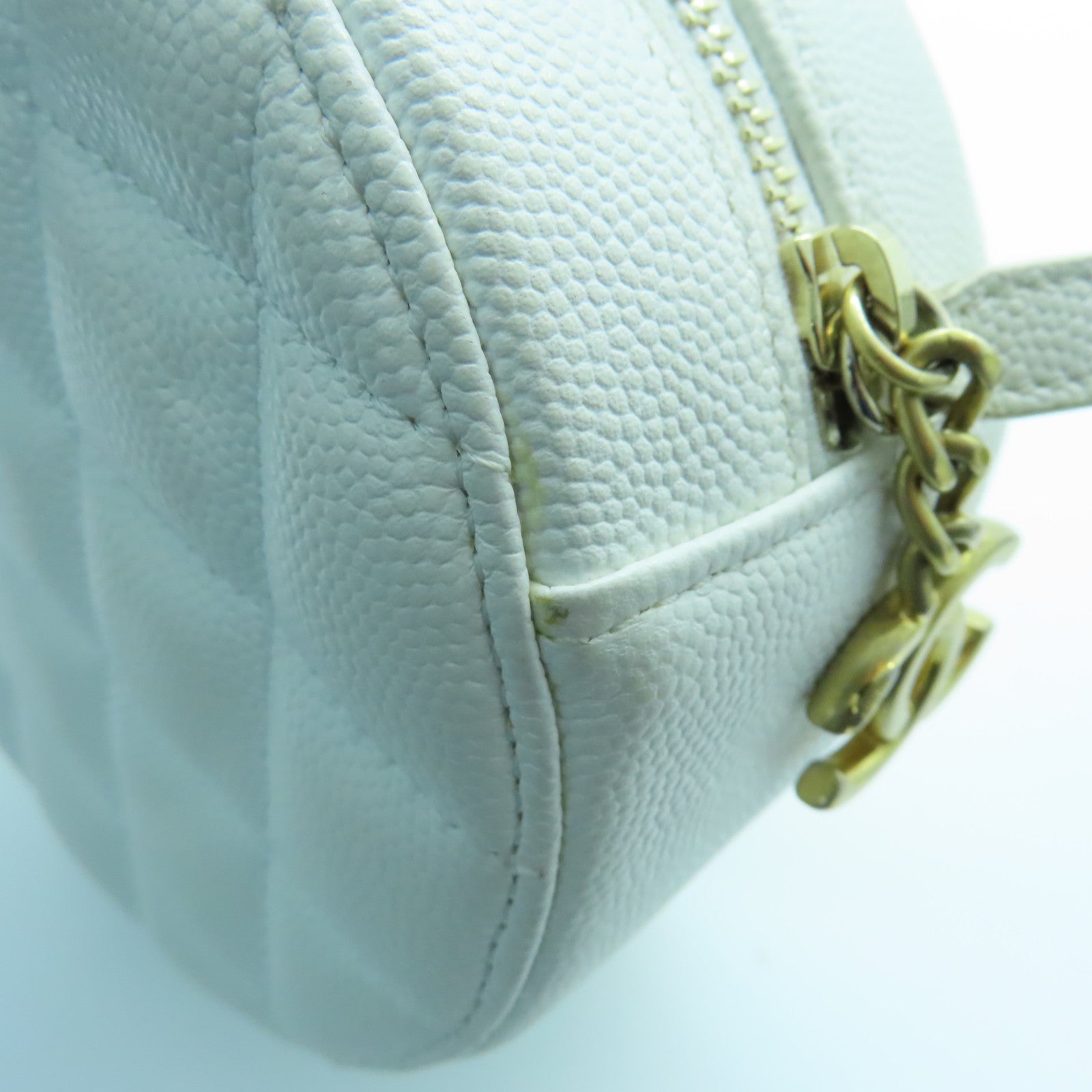CHANEL 牛皮皮革2way Shoulder Bag金扣手挽肩背两用袋白色