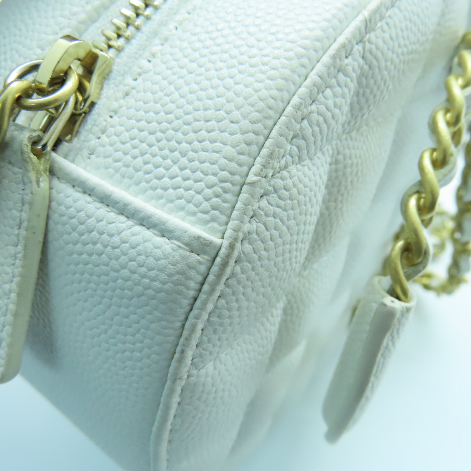 CHANEL 牛皮皮革2way Shoulder Bag金扣手挽肩背两用袋白色