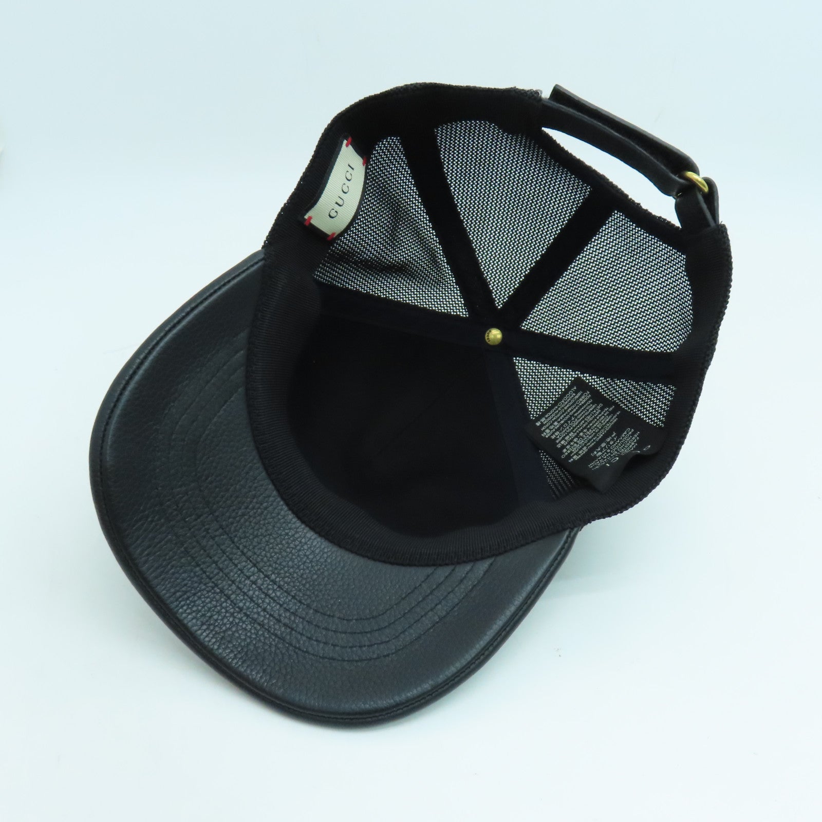 GUCCI Leather/Nylon Cap M 58 Hat Black