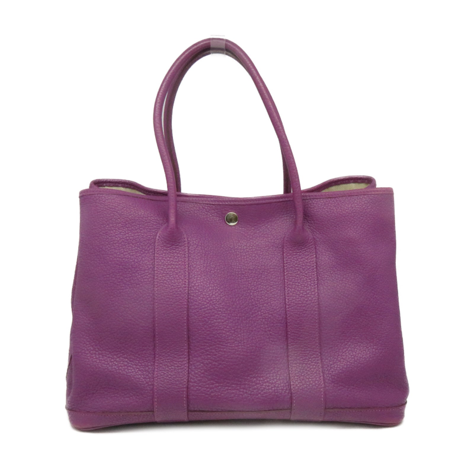 HERMES Negonda皮革GardenParty PM Tote Bag银扣手挽袋N5紫色