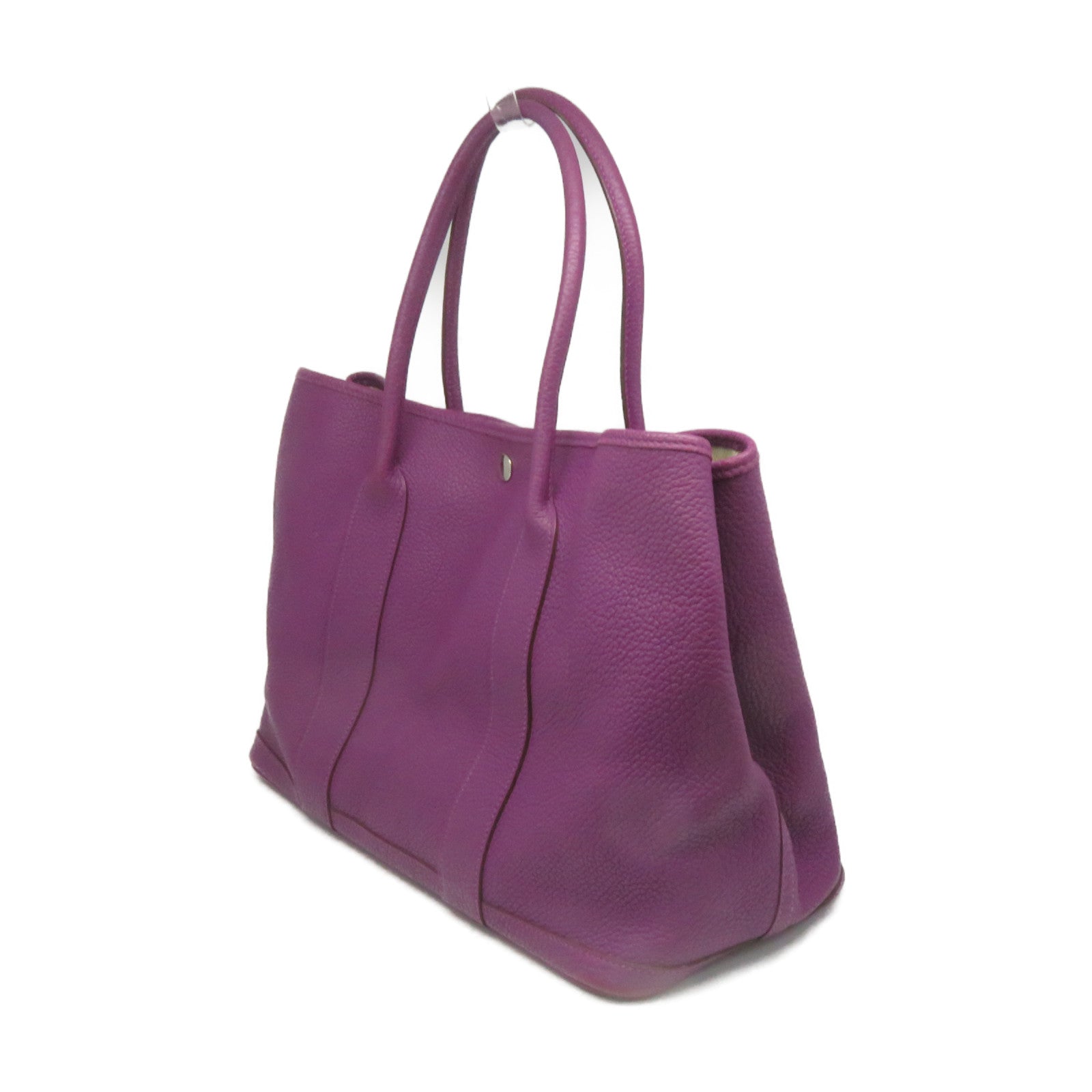 HERMES Negonda皮革GardenParty PM Tote Bag银扣手挽袋N5紫色