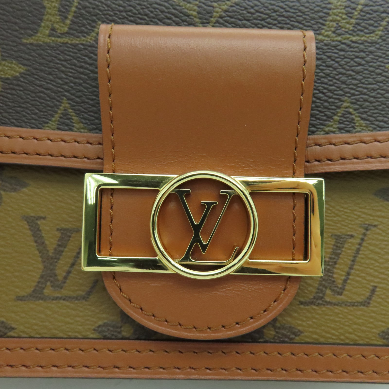 LOUIS VUITTON Monogram Dauphine金扣链带肩背袋啡色
