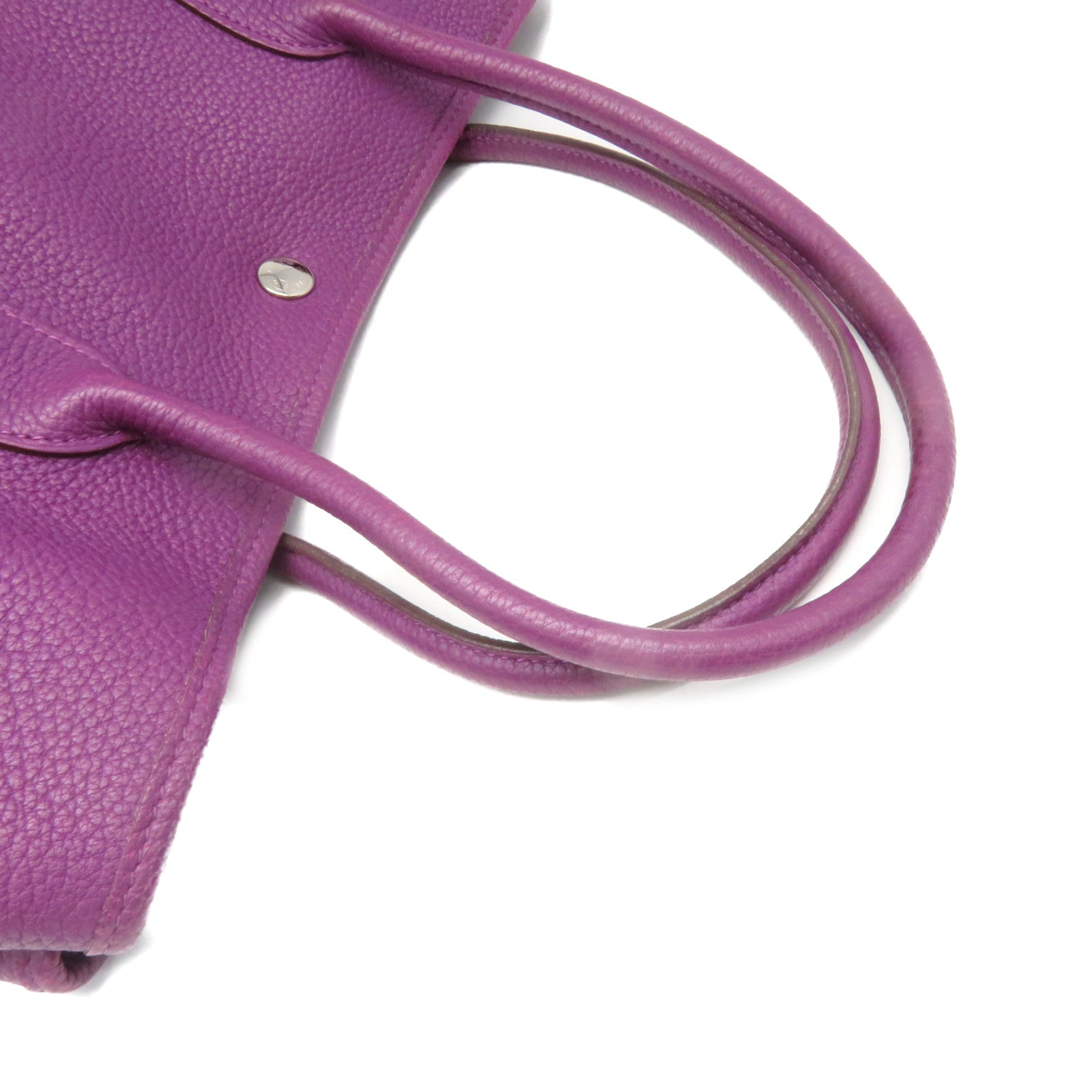 HERMES Negonda皮革GardenParty PM Tote Bag银扣手挽袋N5紫色