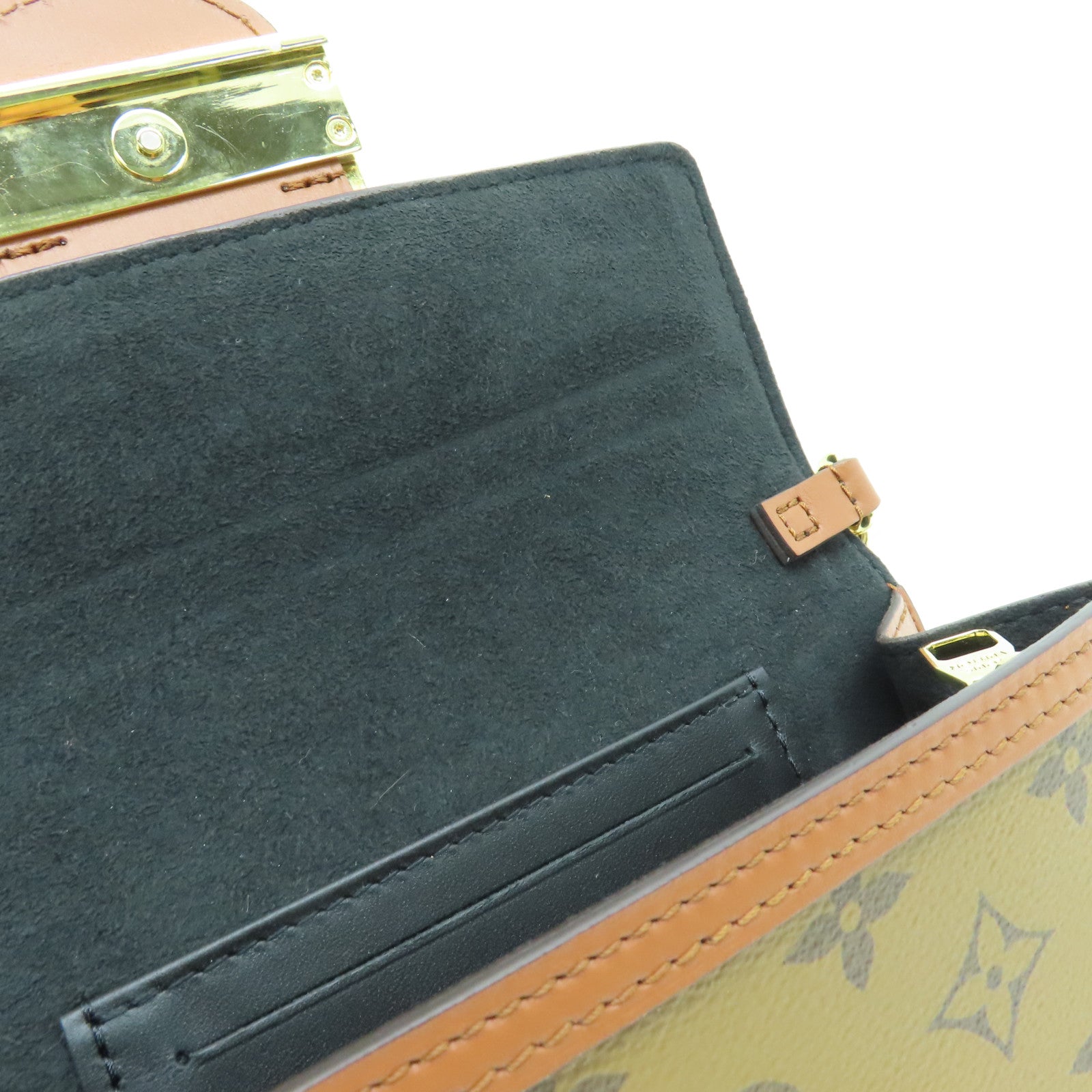 LOUIS VUITTON Monogram Dauphine金扣链带肩背袋啡色