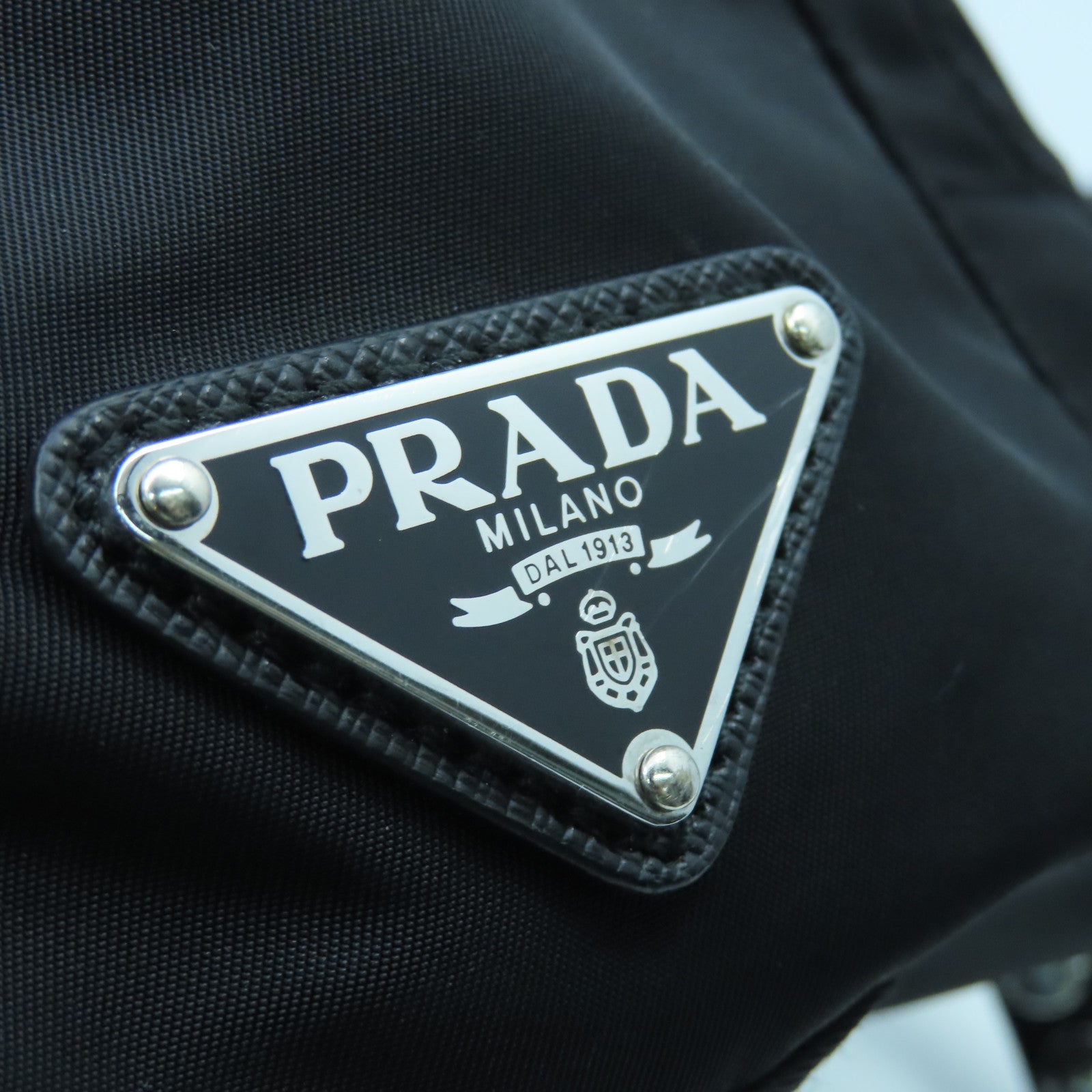 PRADA 尼龍Rucksack銀扣背包黑色
