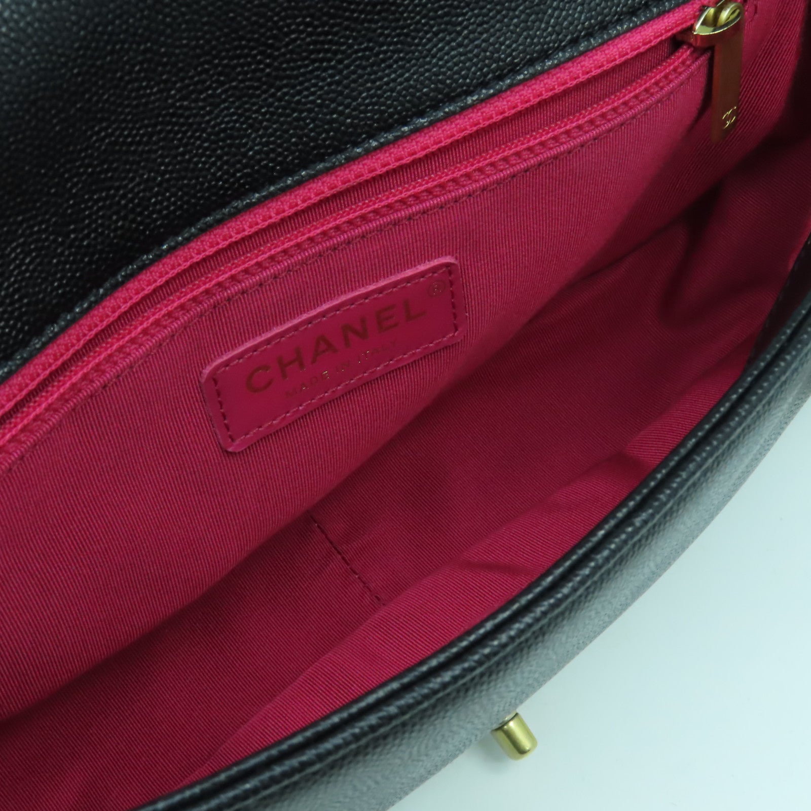 CHANEL 菱格Caviar皮革Flap Chain Shoulder Bag金扣手挽肩背兩用袋黑色