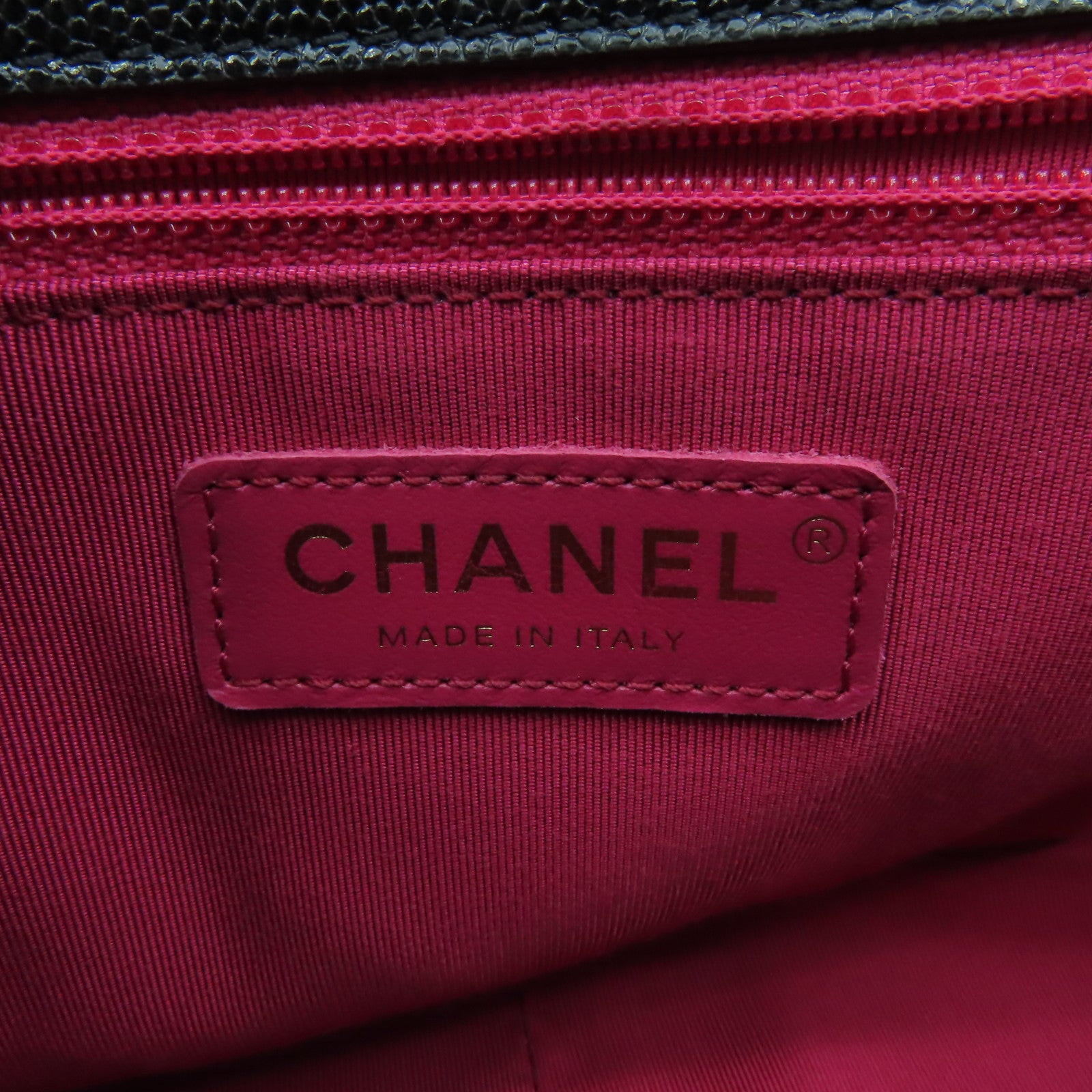 CHANEL 菱格Caviar皮革Flap Chain Shoulder Bag金扣手挽肩背兩用袋黑色