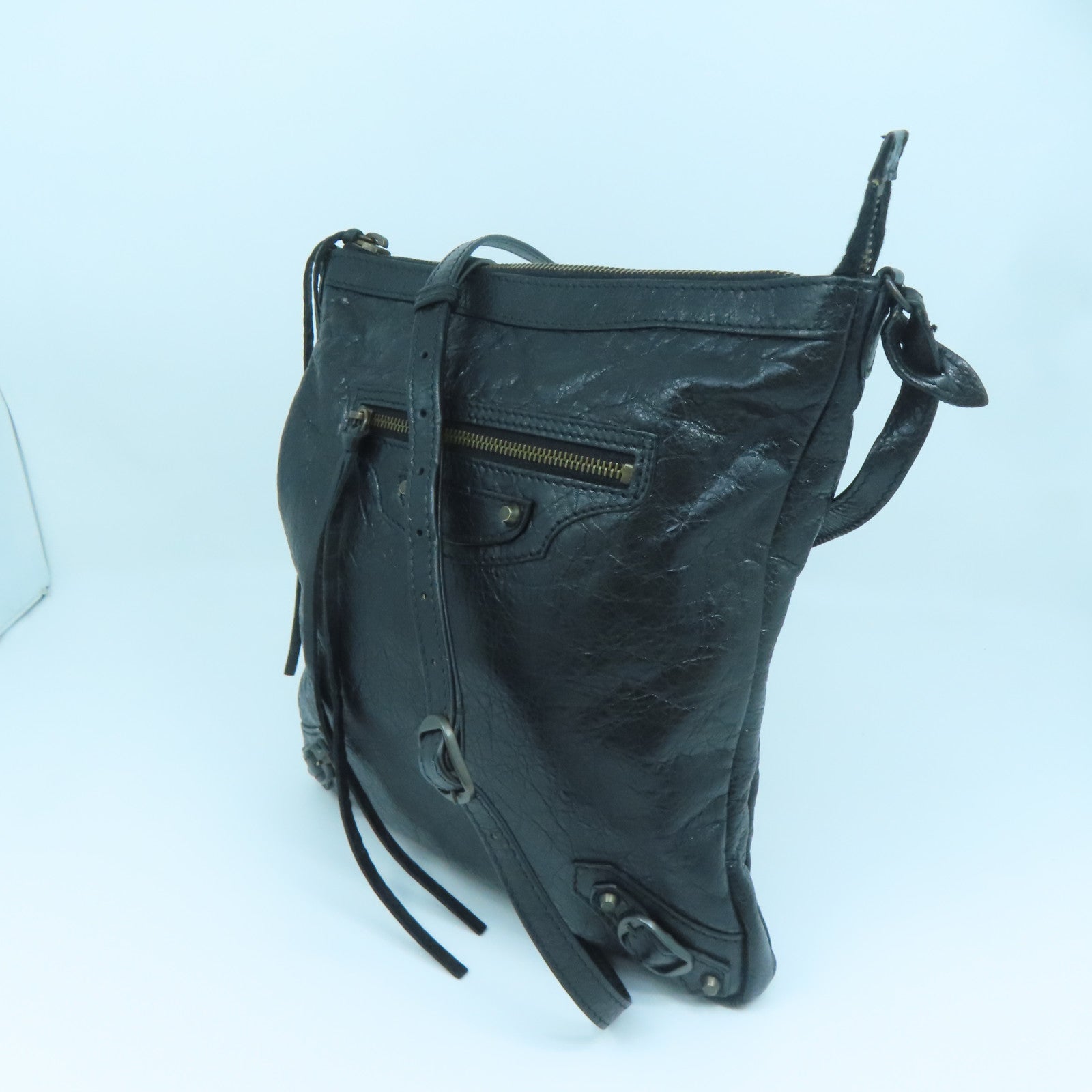BALENCIAGA 羊皮皮革Shoulder Bag肩背袋黑色
