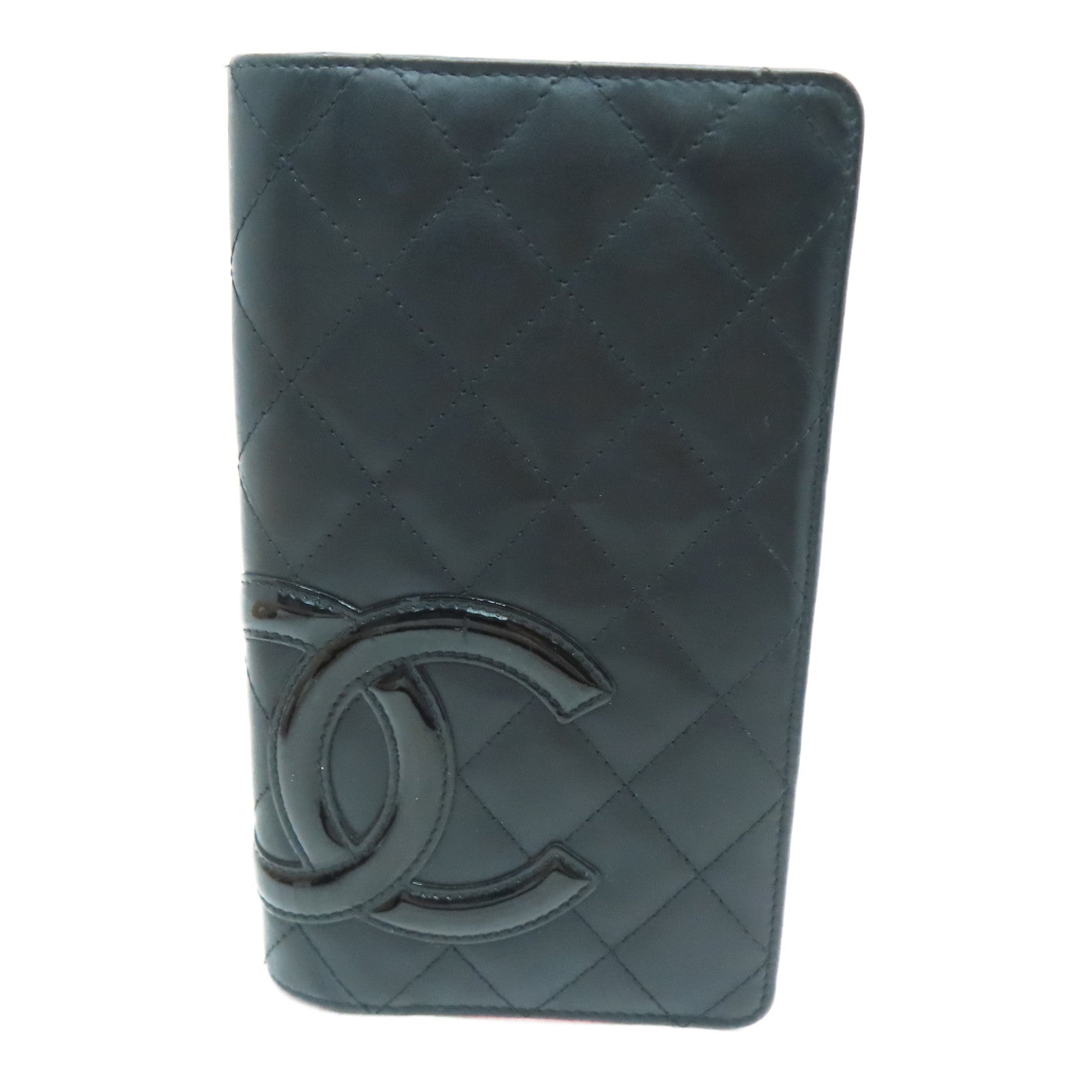 CHANEL [Sharp Discount] Diamond Leather Cambon Line Long Wallet Black/Pink
