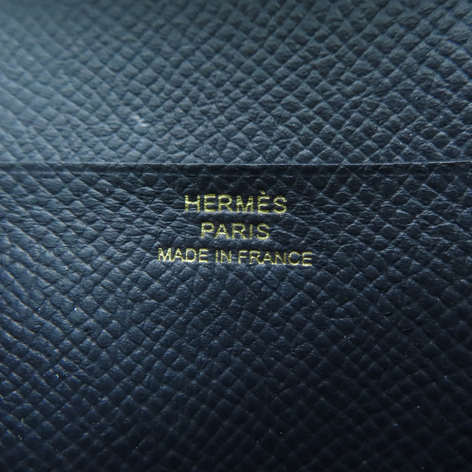 HERMES 【激減優惠】Veau Epsom皮革Bearn Compact金扣錢包深藍色