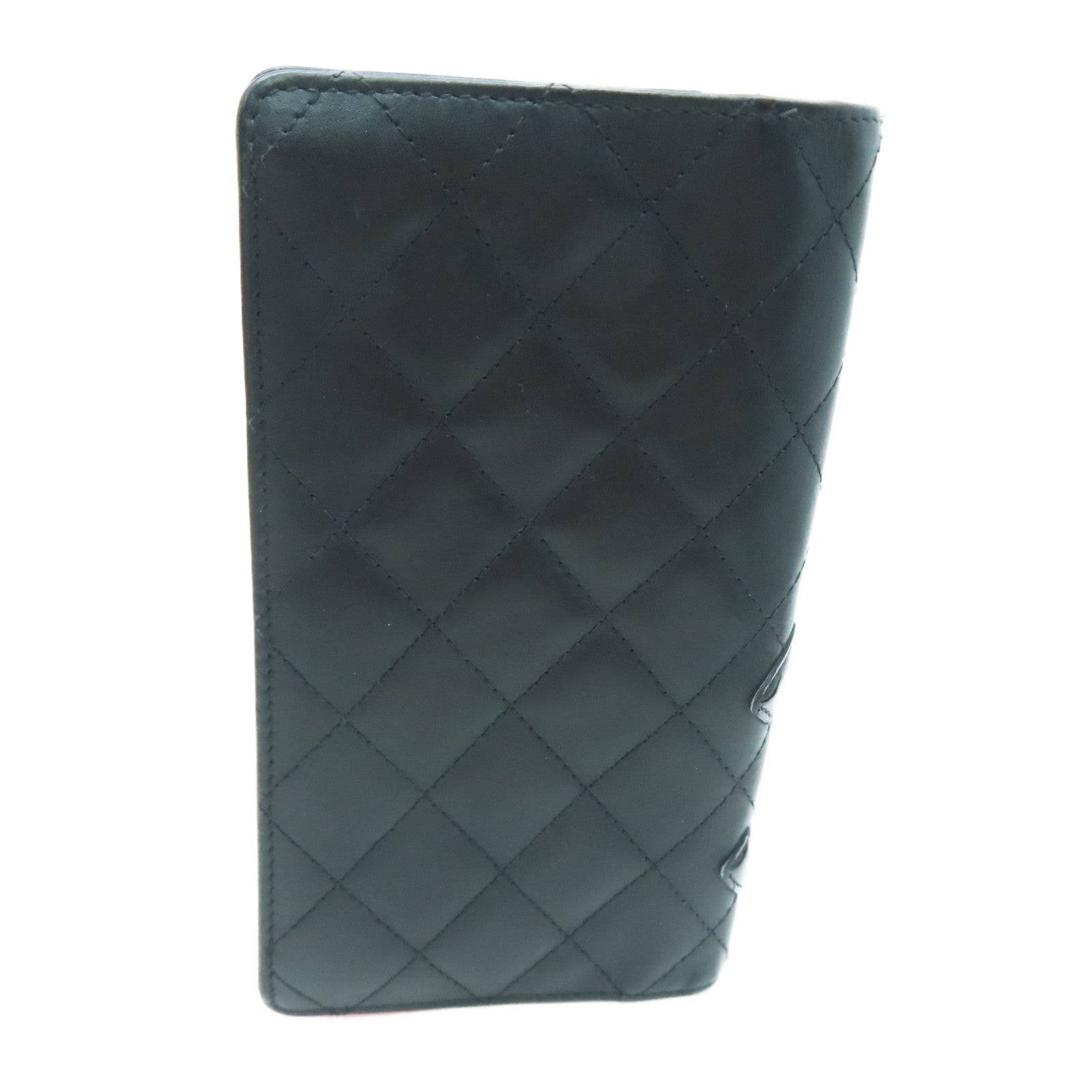 CHANEL [Sharp Discount] Diamond Leather Cambon Line Long Wallet Black/Pink