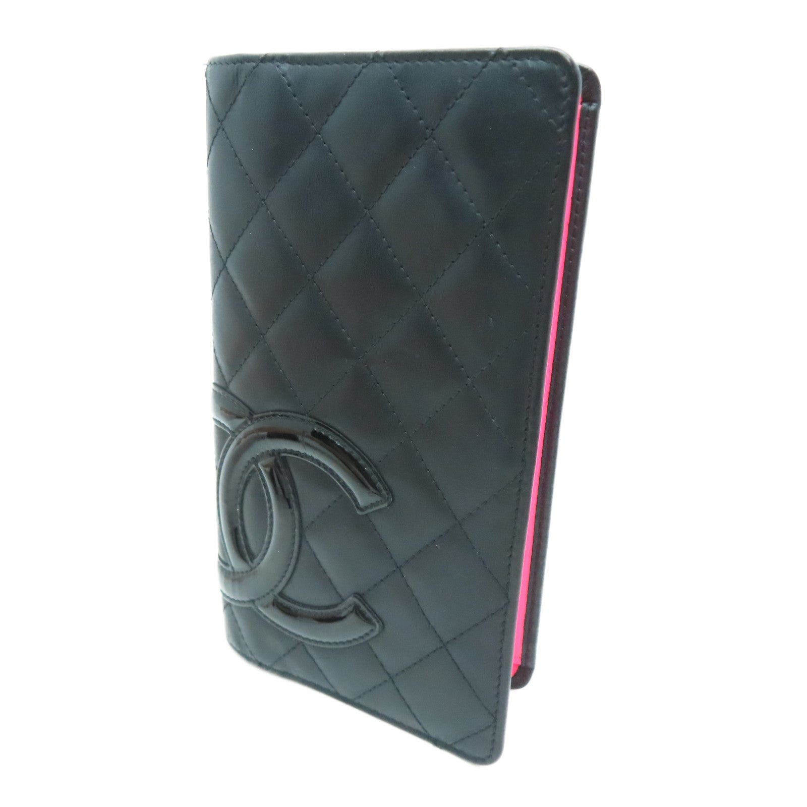 CHANEL [Sharp Discount] Diamond Leather Cambon Line Long Wallet Black/Pink