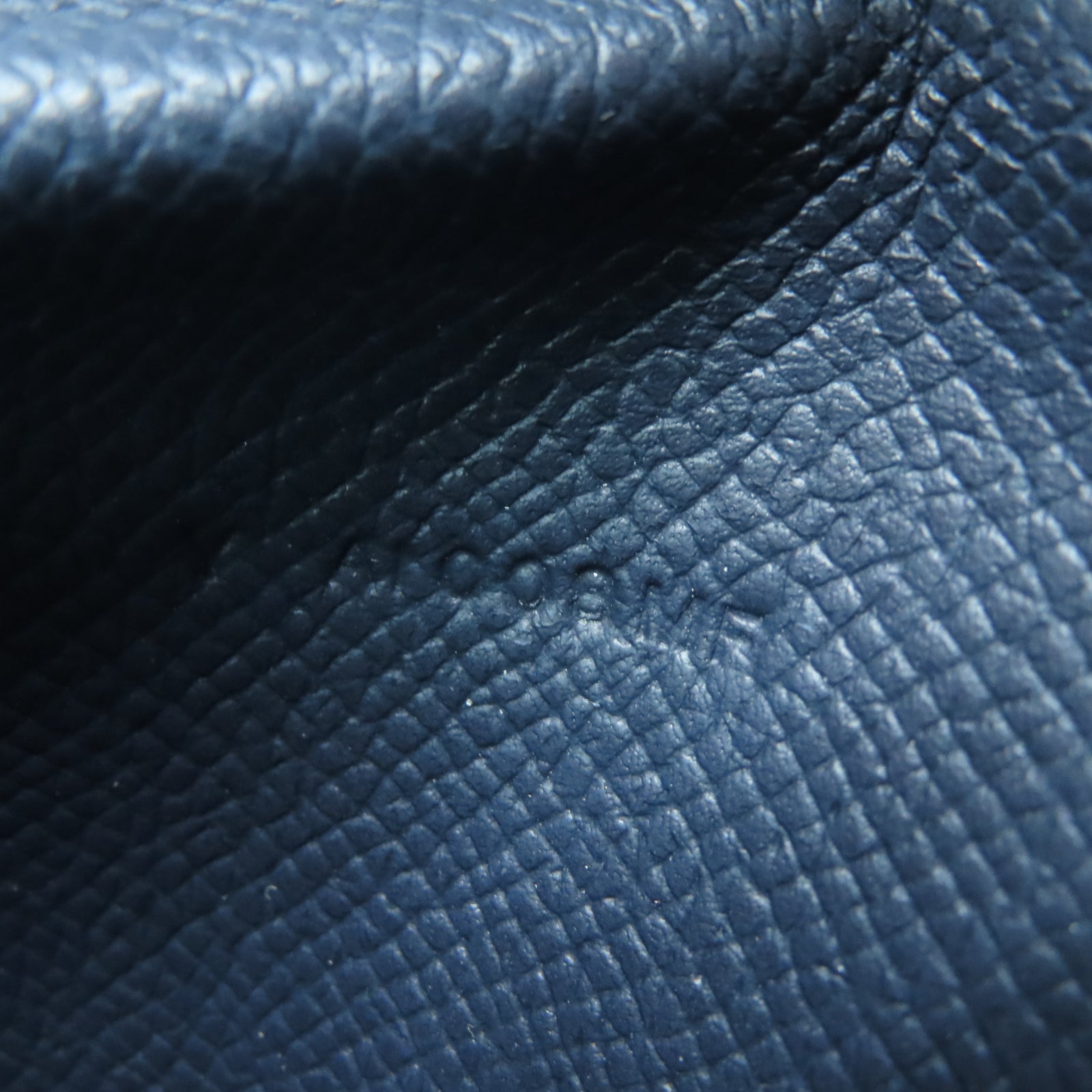 HERMES 【激減優惠】Veau Epsom皮革Bearn Compact金扣錢包深藍色