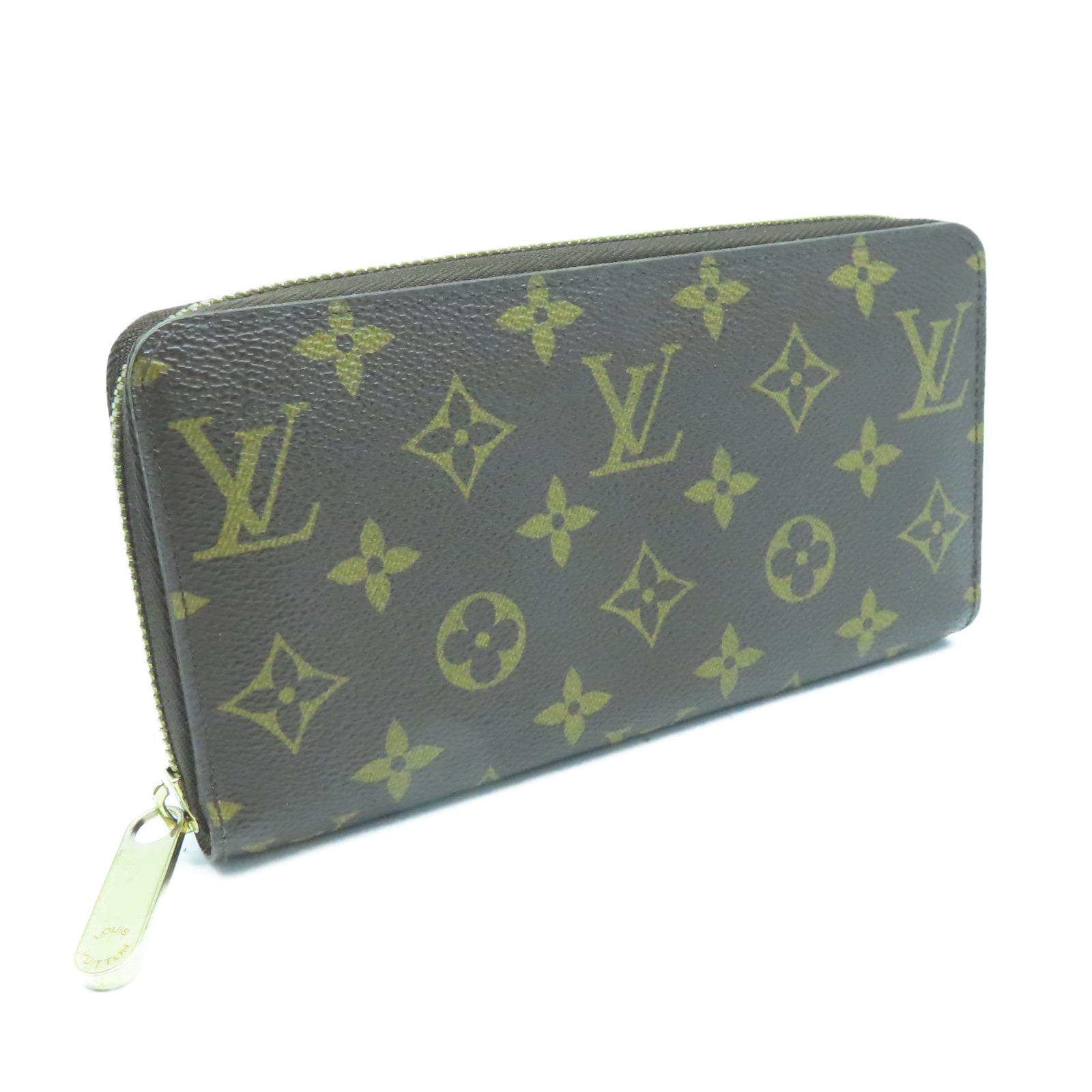 LOUIS VUITTON Monogram Zipper Long Wallet金扣長錢包棕色