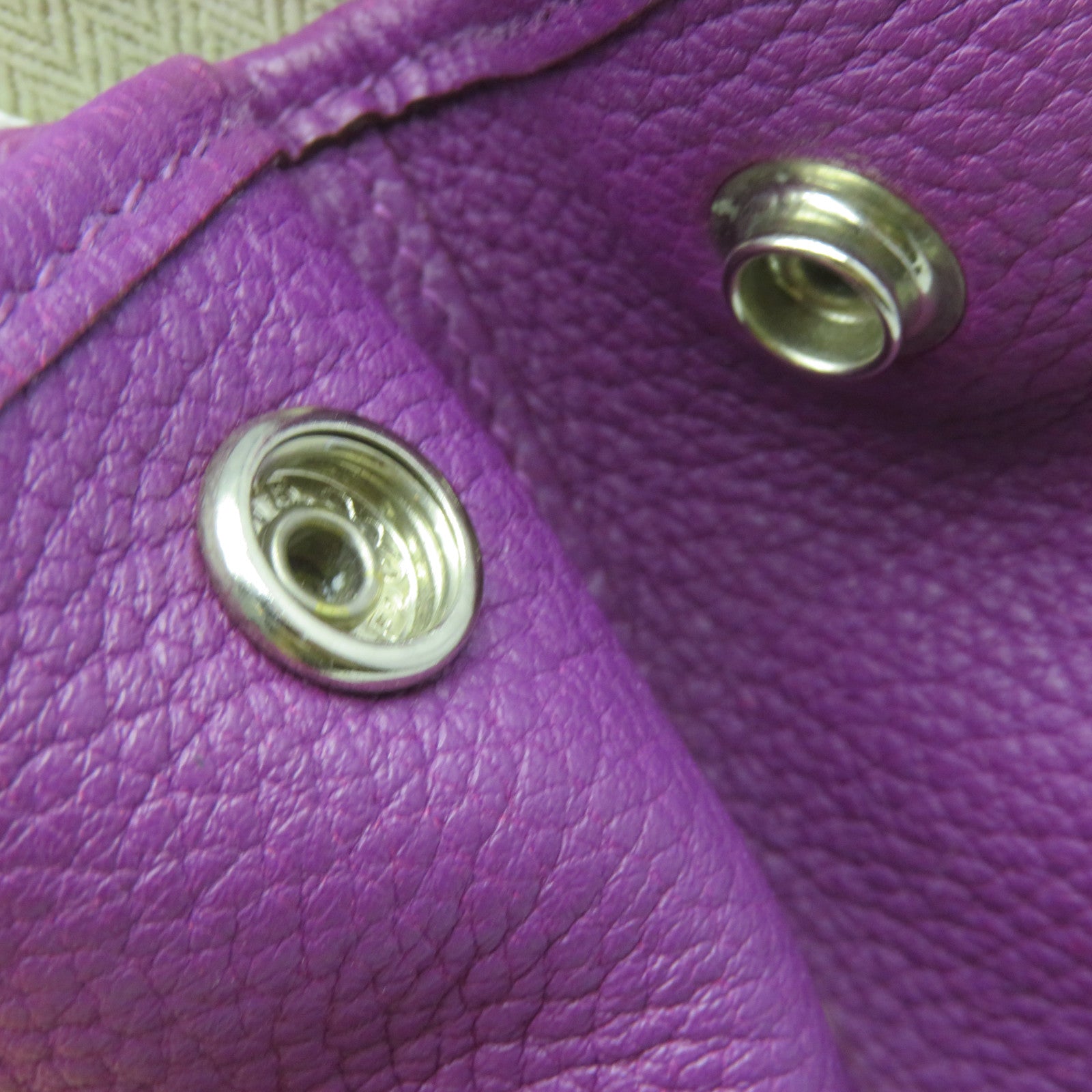 HERMES Negonda皮革GardenParty PM Tote Bag银扣手挽袋N5紫色