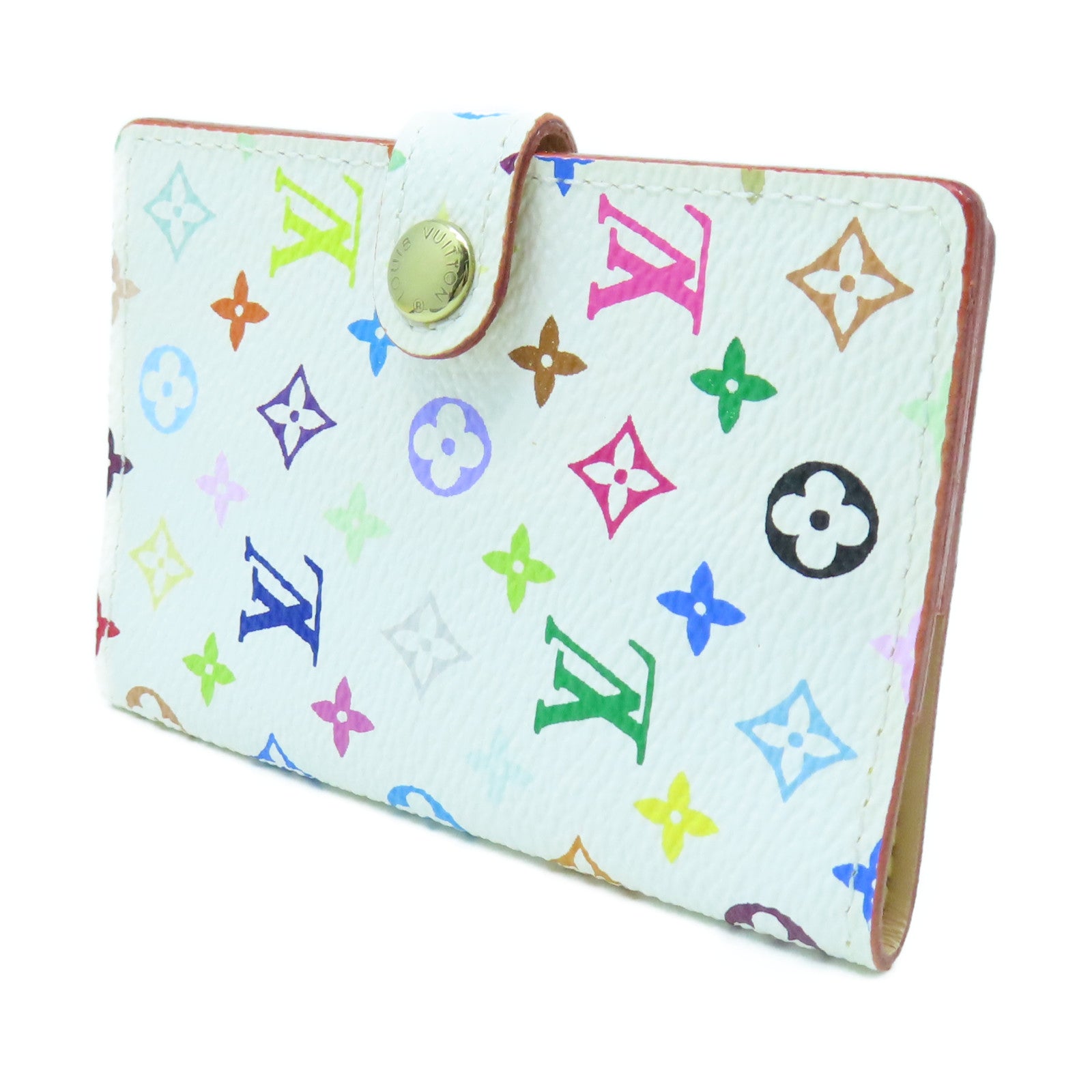 LOUIS VUITTON Monogram Multicolore Card Case Gold Buckle Card Case White