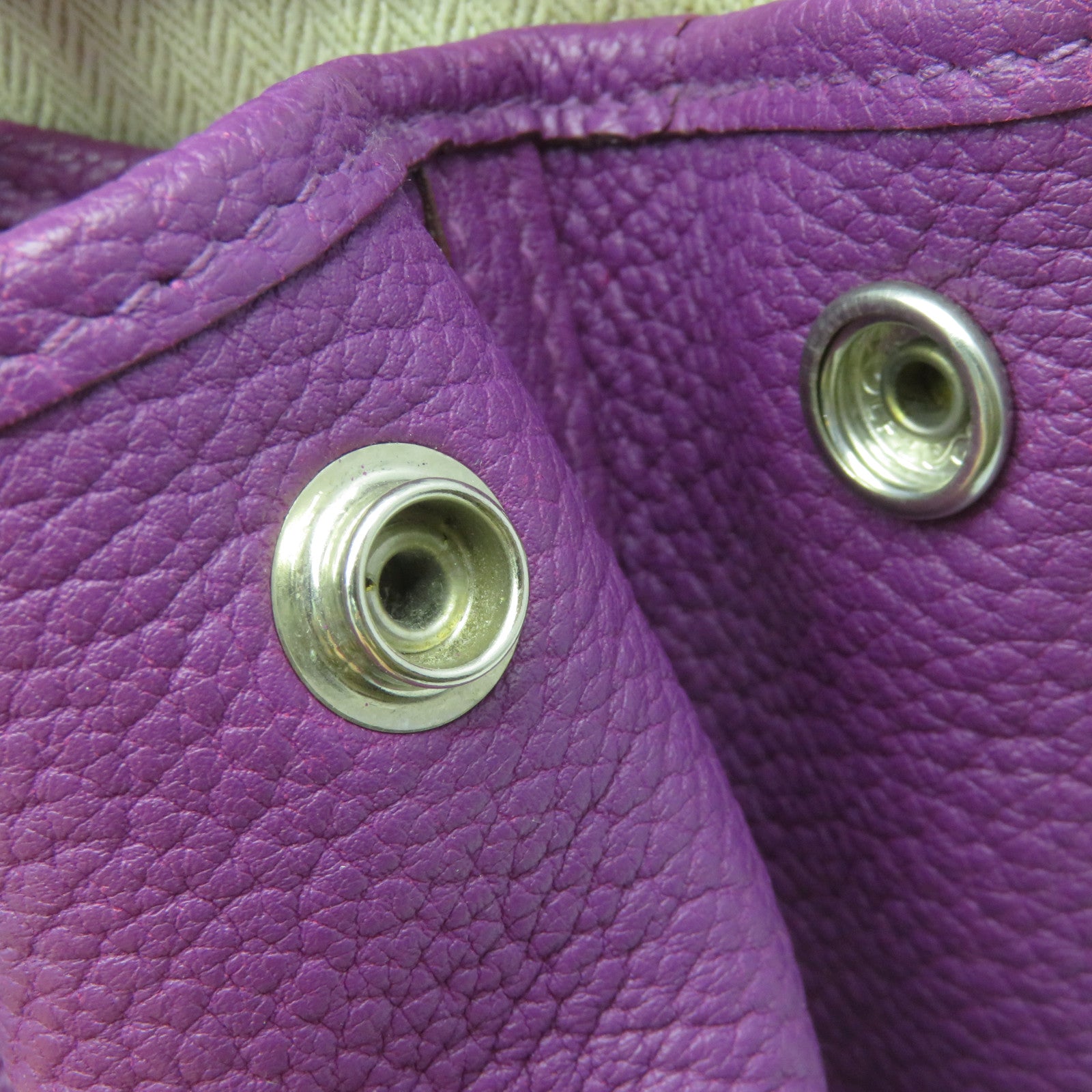 HERMES Negonda皮革GardenParty PM Tote Bag银扣手挽袋N5紫色
