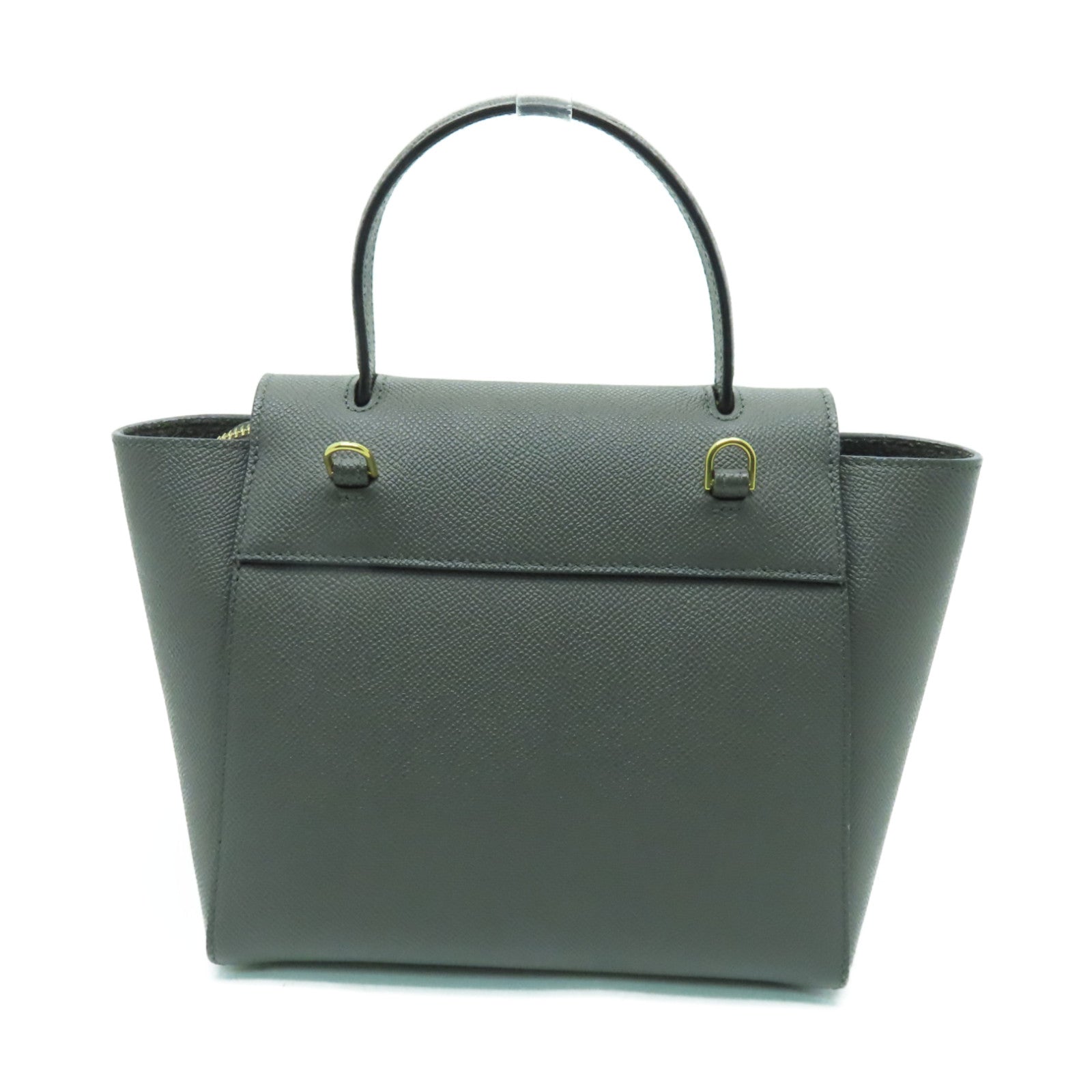 CELINE 牛皮皮革Pico Belt Bag金扣手挽肩背兩用袋灰色