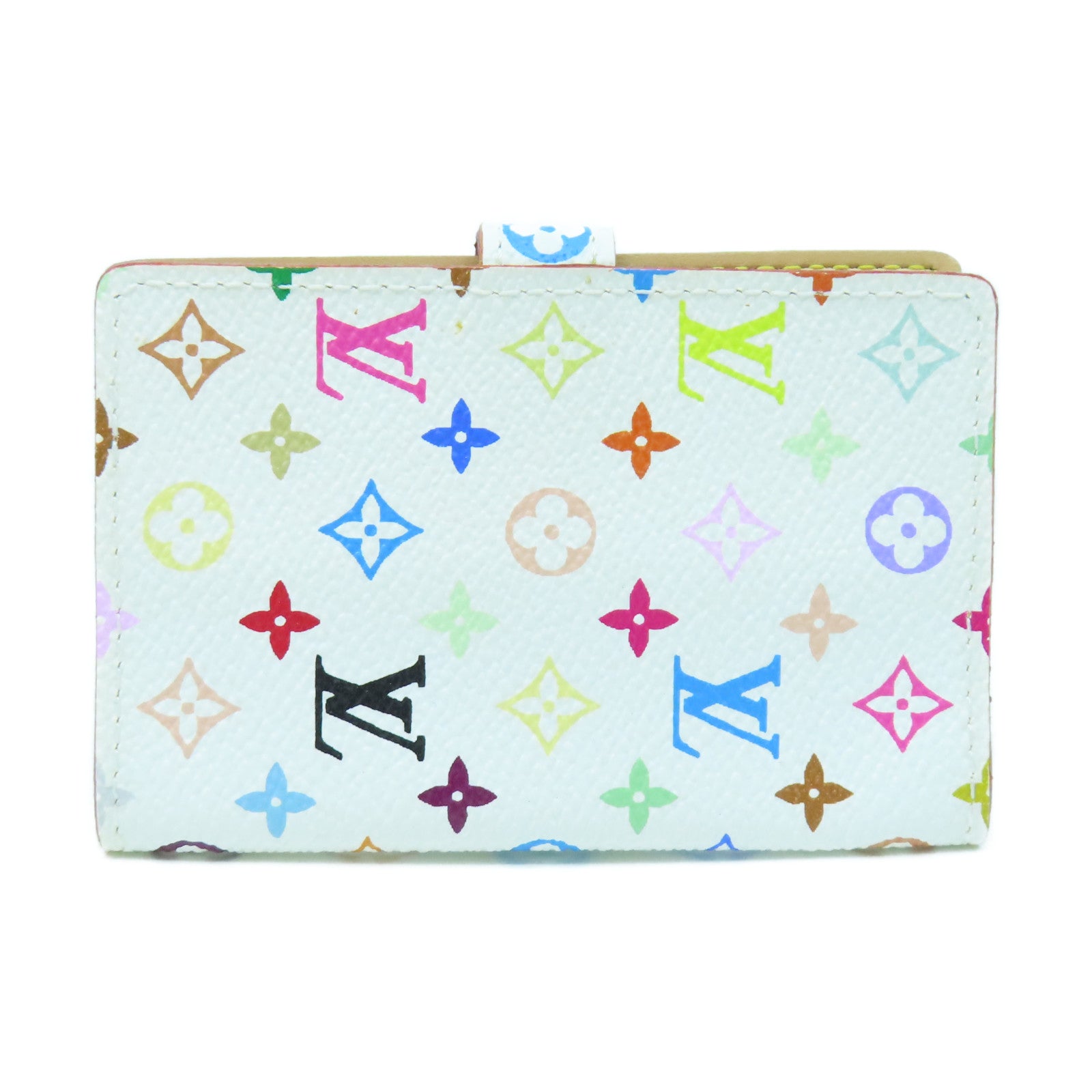 LOUIS VUITTON Monogram Multicolore Card Case Gold Buckle Card Case White