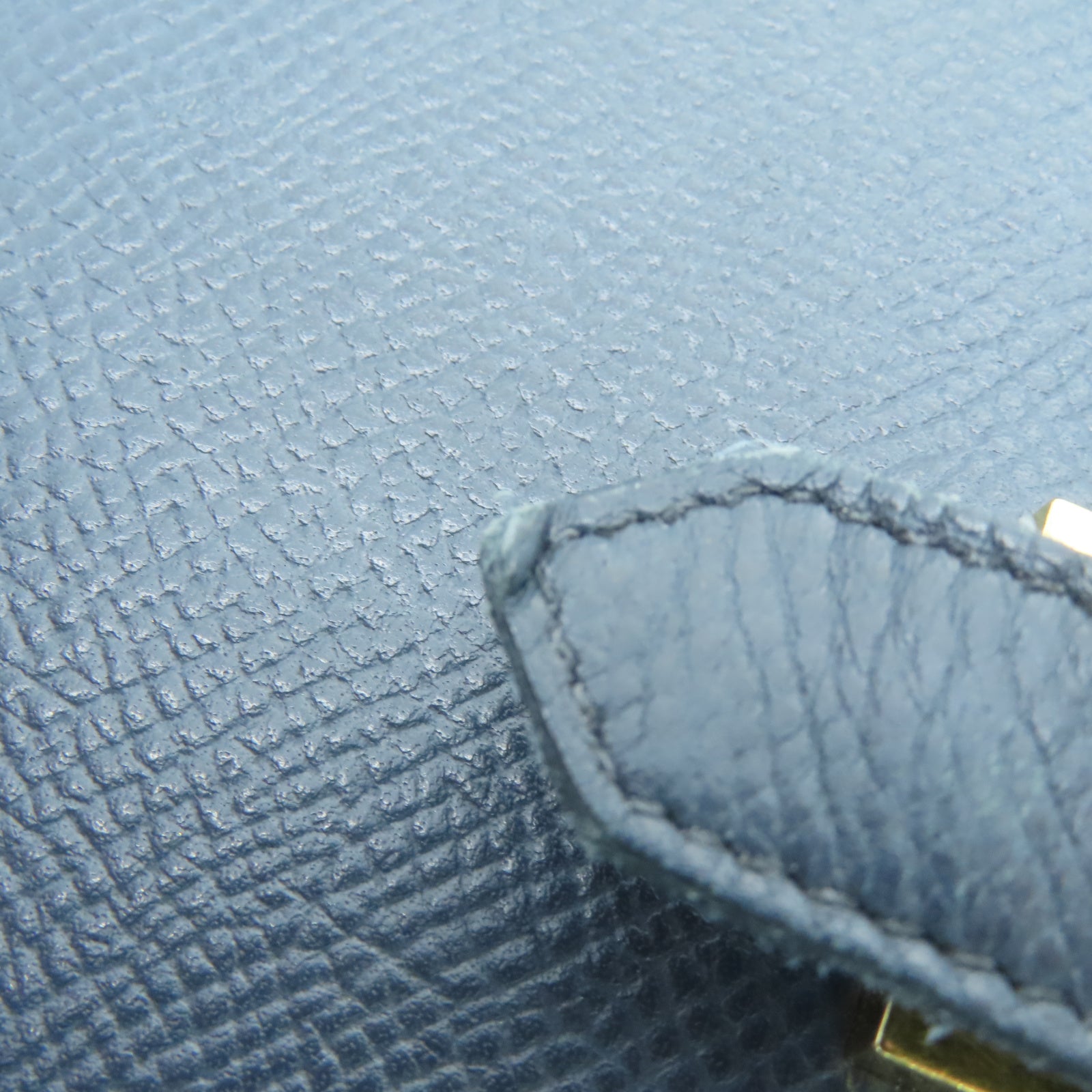 HERMES 【激減優惠】Veau Epsom皮革Bearn Compact金扣錢包深藍色