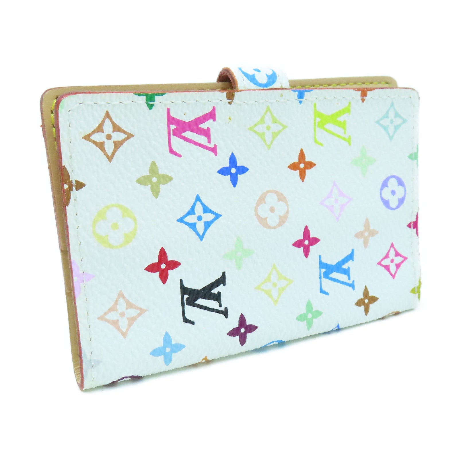 LOUIS VUITTON Monogram Multicolore Card Case Gold Buckle Card Case White