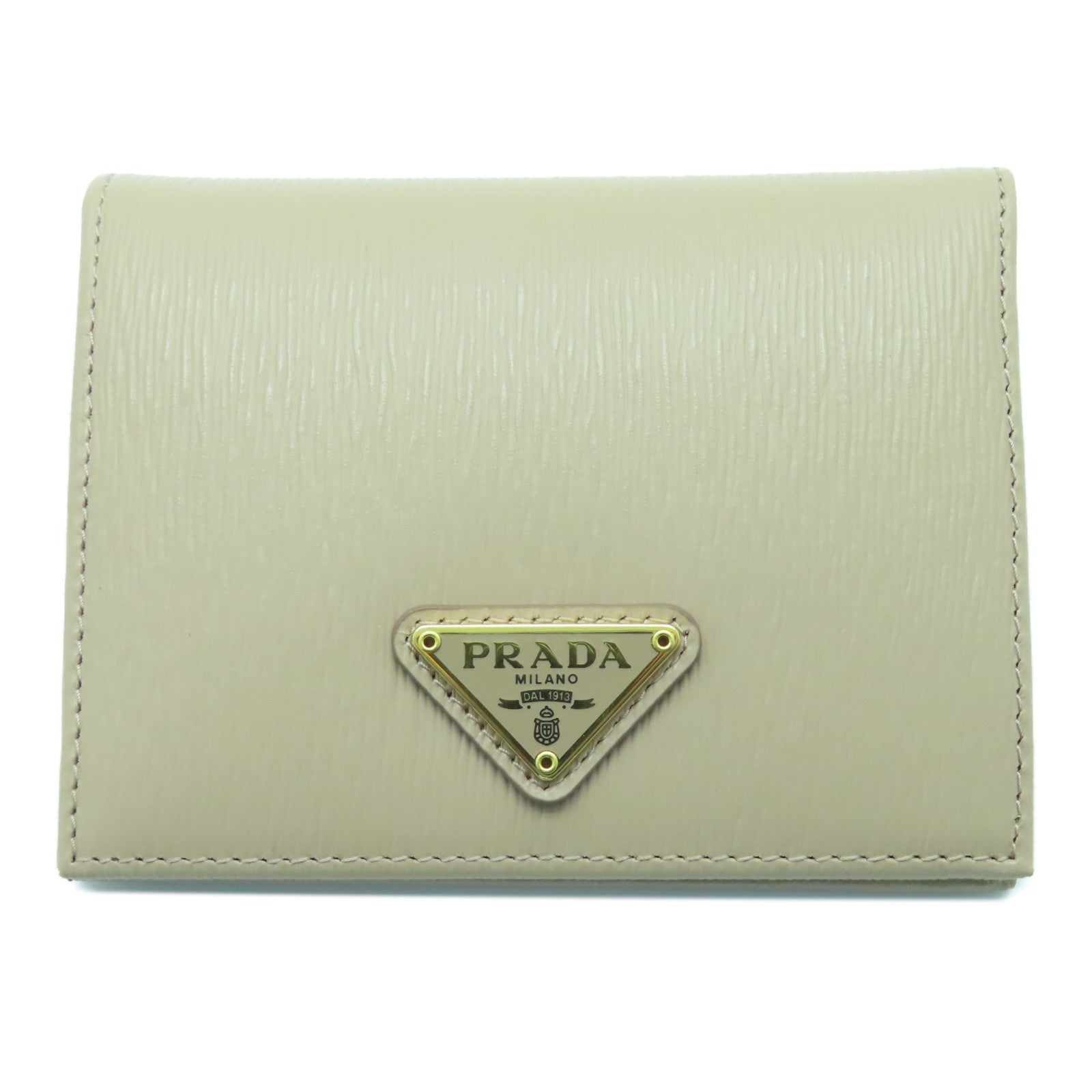 PRADA 牛皮皮革Key case 6金扣钱包米色
