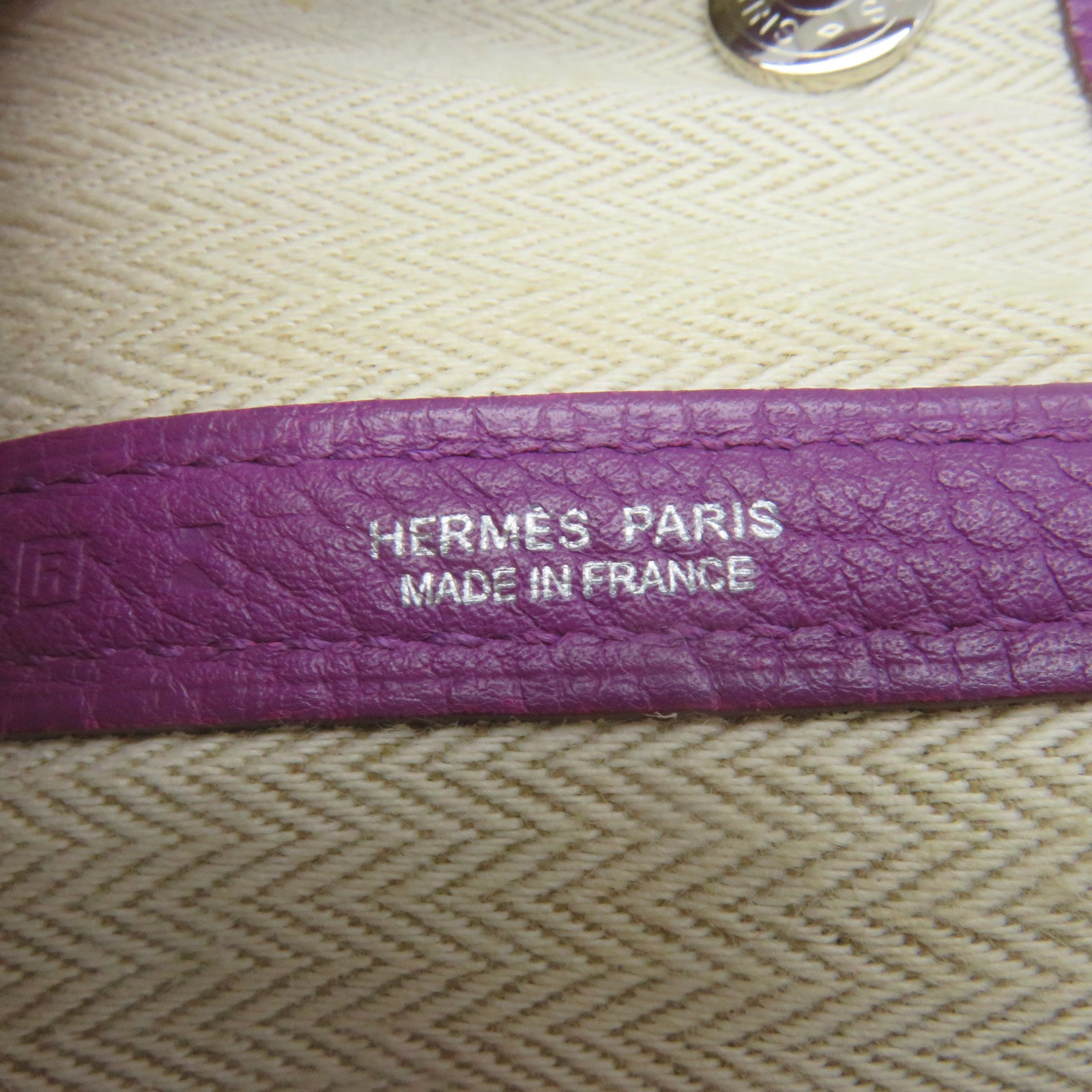 HERMES Negonda皮革GardenParty PM Tote Bag银扣手挽袋N5紫色