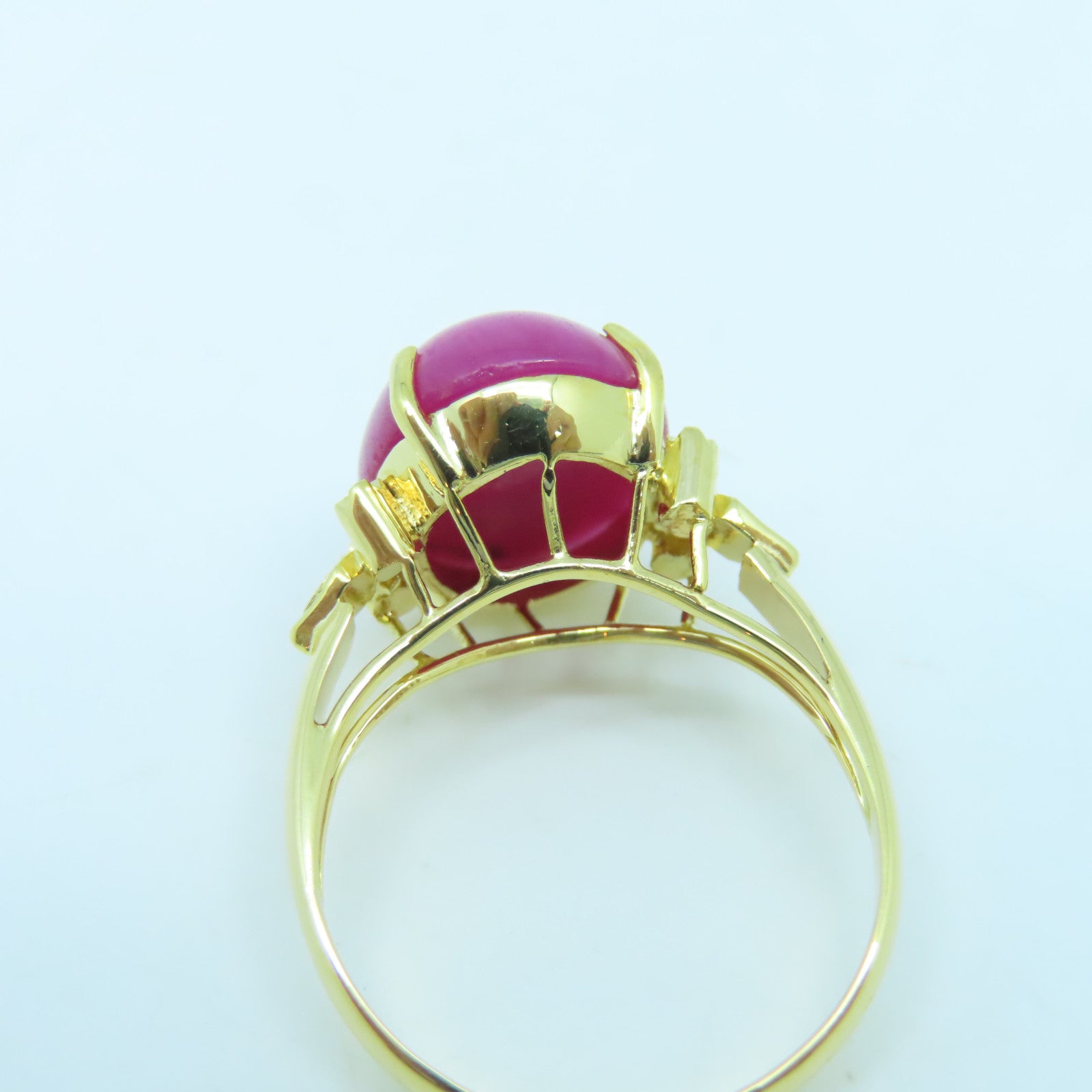 JEWELRY 18K Gold Star Ruby 3.6g Ring US#6