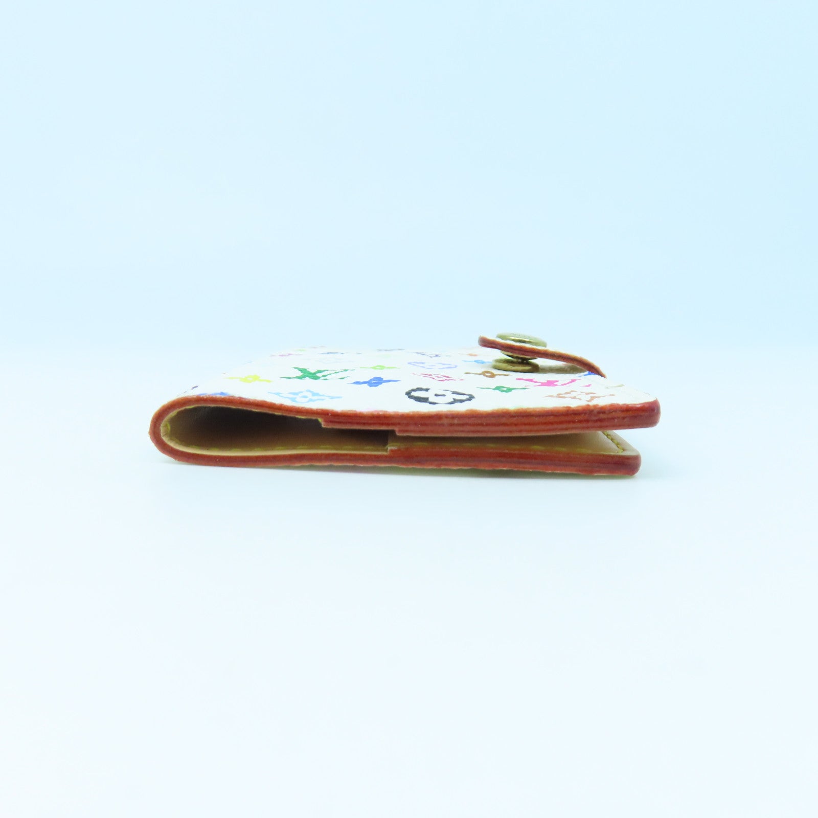 LOUIS VUITTON Monogram Multicolore Card Case Gold Buckle Card Case White