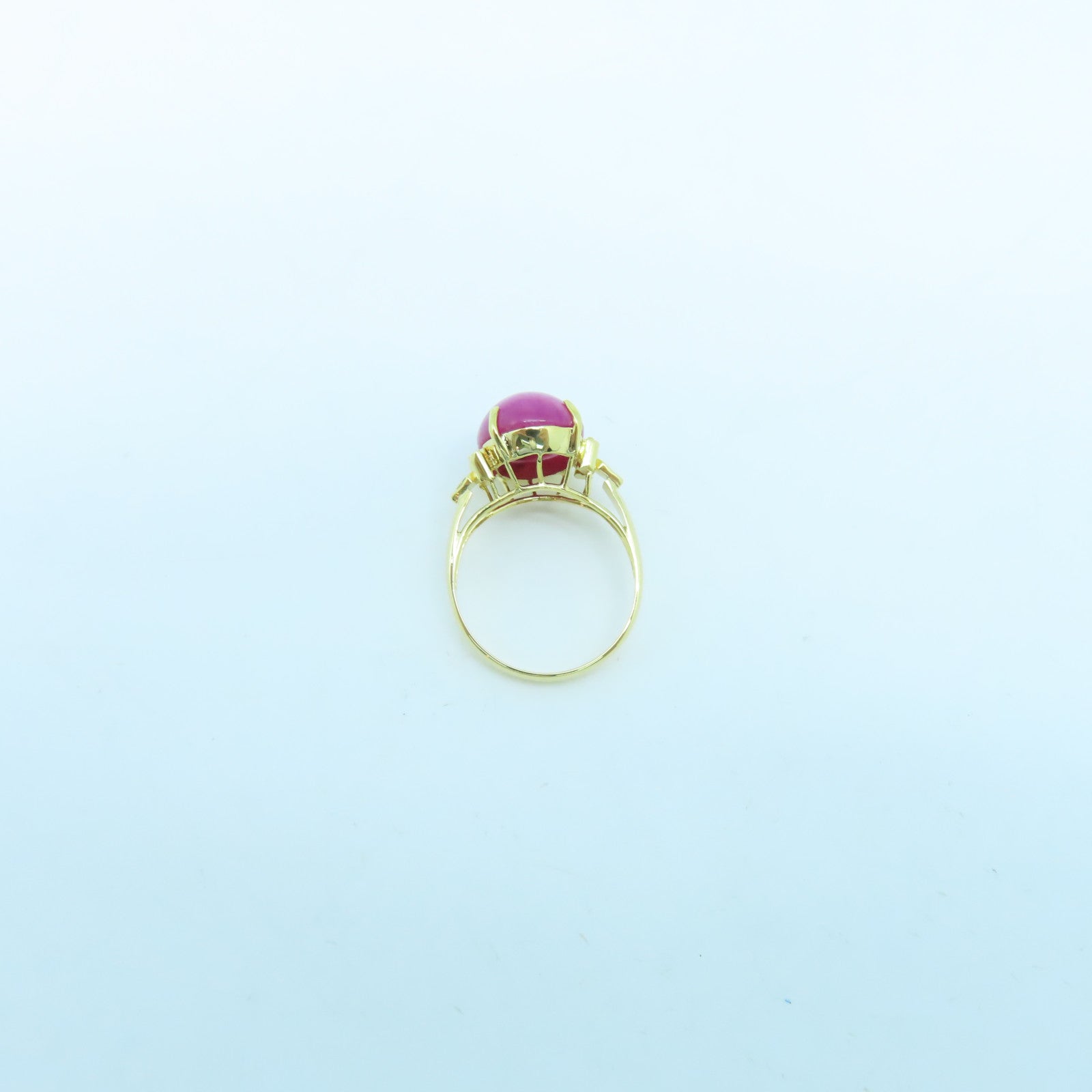 JEWELRY 18K Gold Star Ruby 3.6g Ring US#6