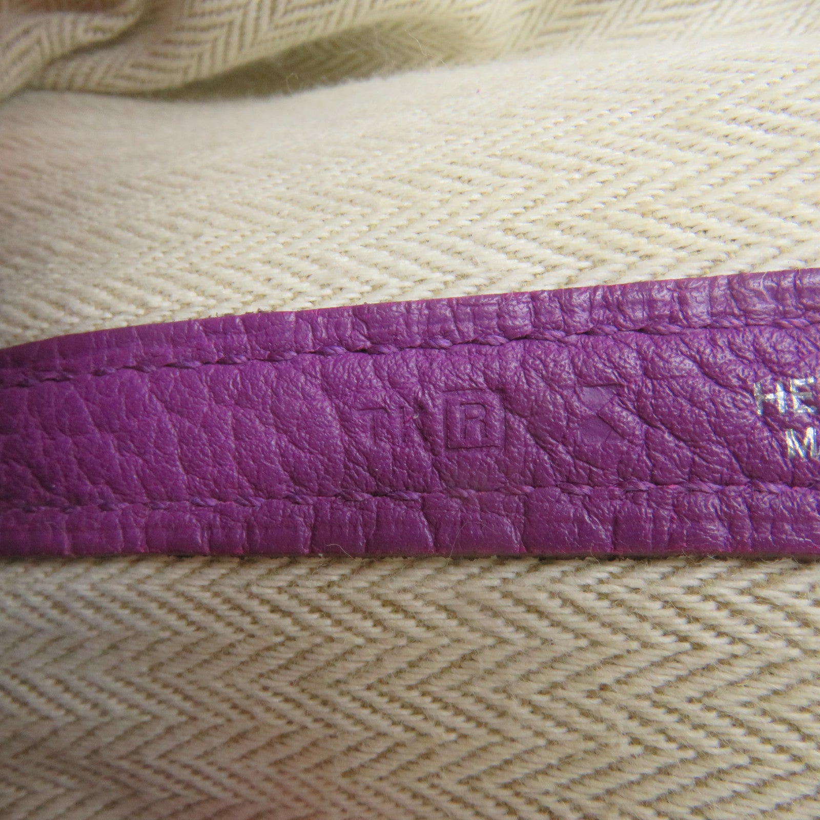 HERMES Negonda皮革GardenParty PM Tote Bag银扣手挽袋N5紫色