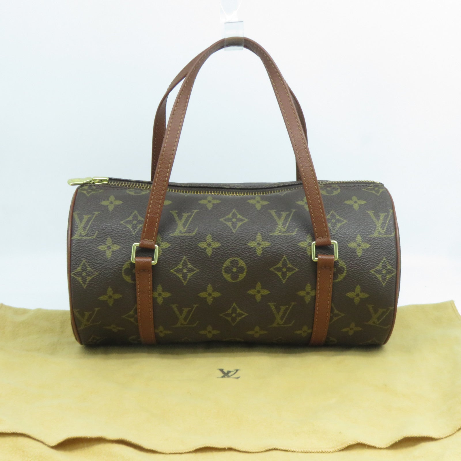 LOUIS VUITTON Monogram Papillon(old model)金扣手挽袋啡色