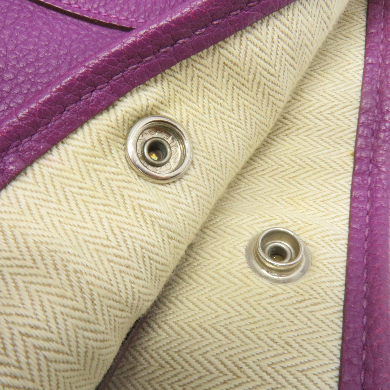 HERMES Negonda皮革GardenParty PM Tote Bag银扣手挽袋N5紫色