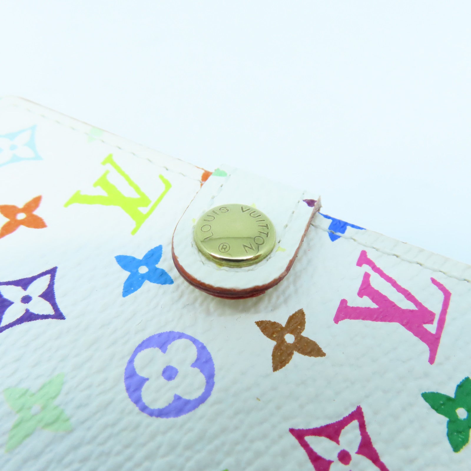 LOUIS VUITTON Monogram Multicolore Card Case Gold Buckle Card Case White
