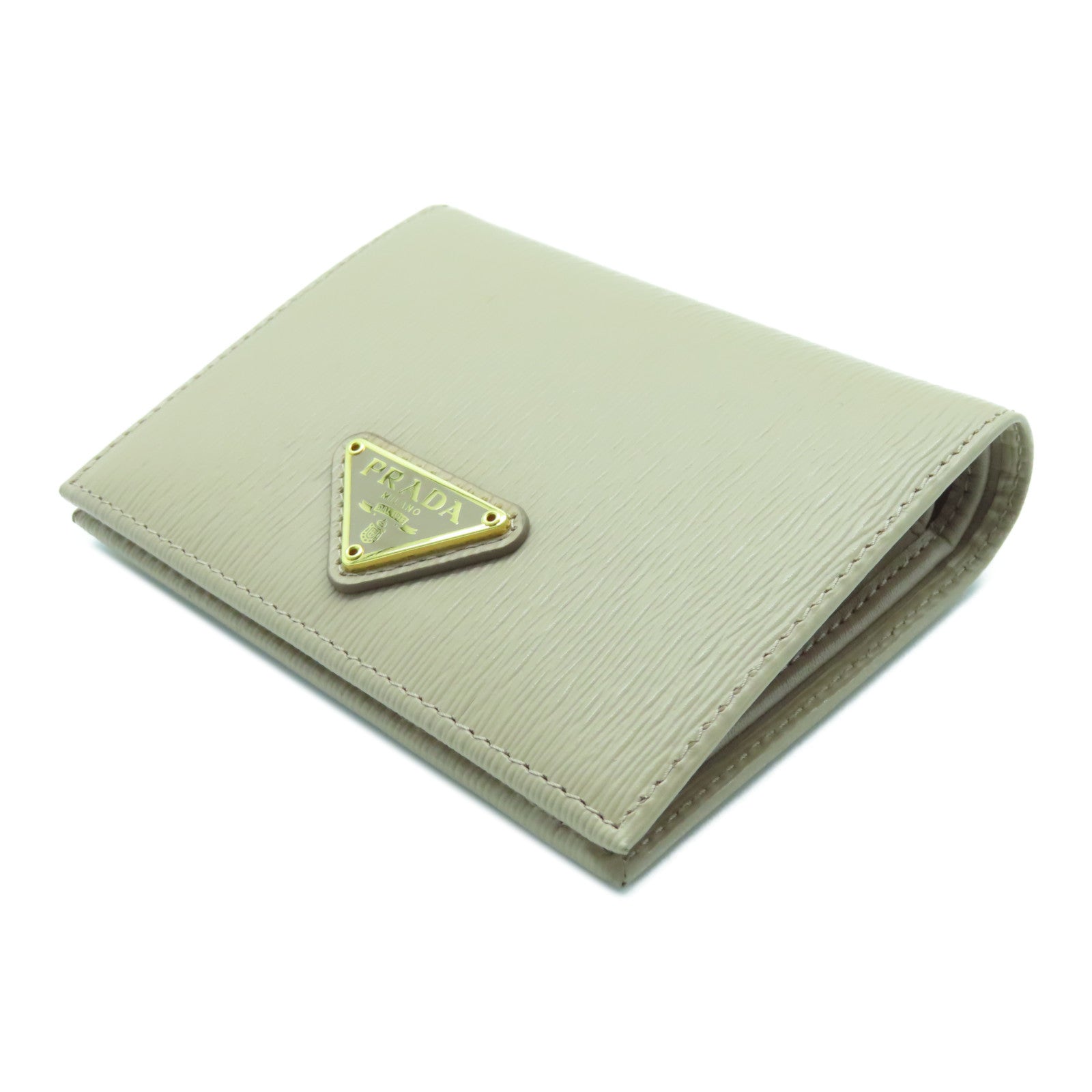 PRADA 牛皮皮革Key case 6金扣钱包米色